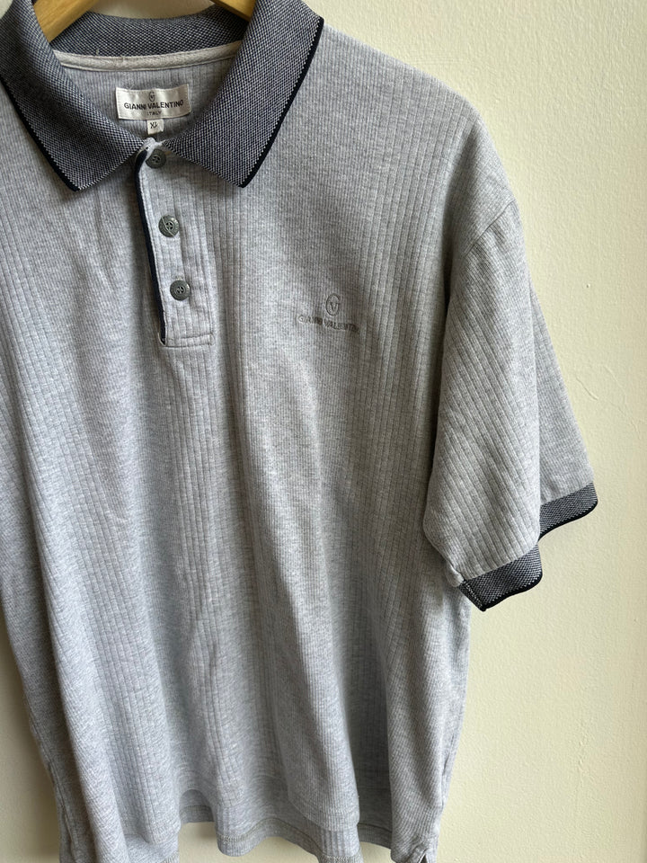 Vintage Gianni Valentino Polo – Grey Ribbed Knit | Size XL