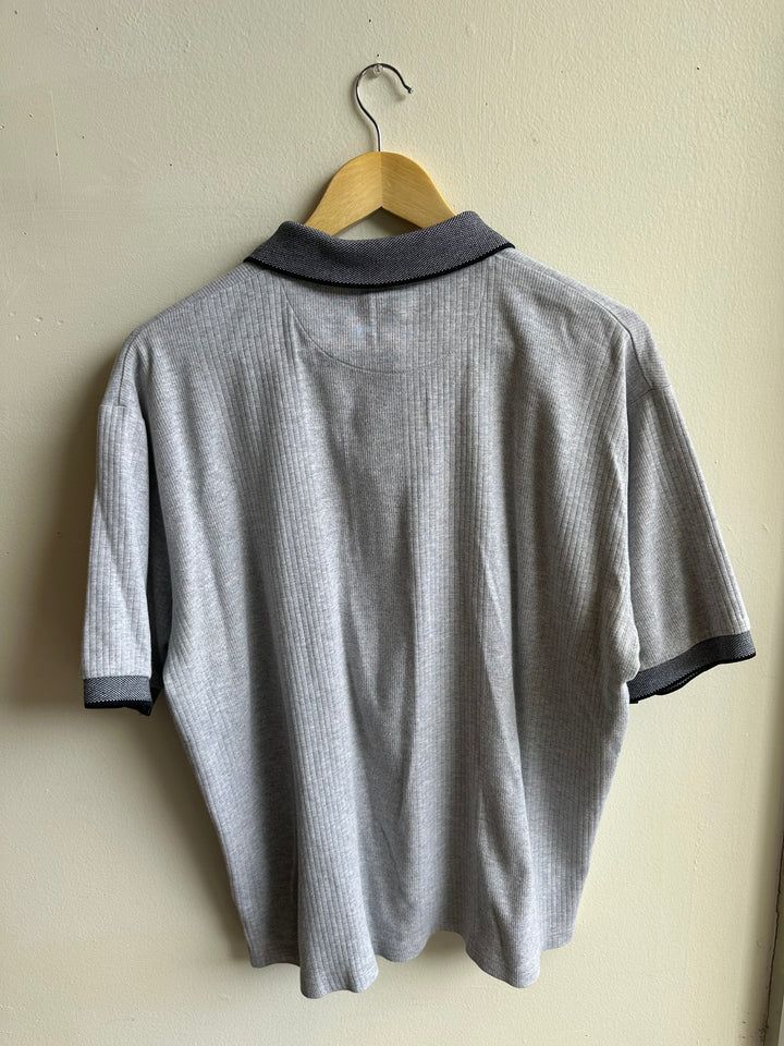 Vintage Gianni Valentino Polo – Grey Ribbed Knit | Size XL