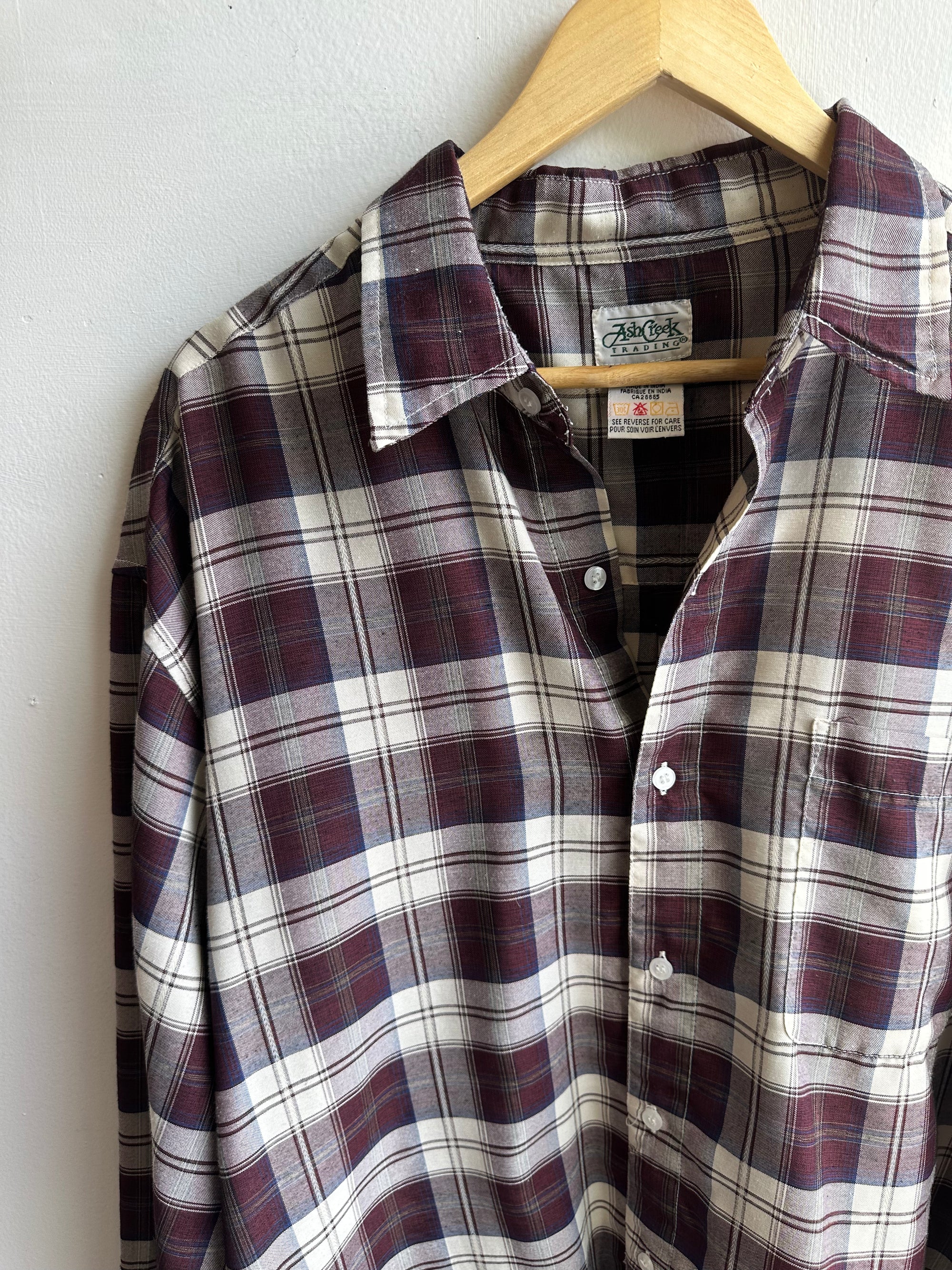 Vintage Ash Creek Flannel – Deep Berry Plaid | Size XL