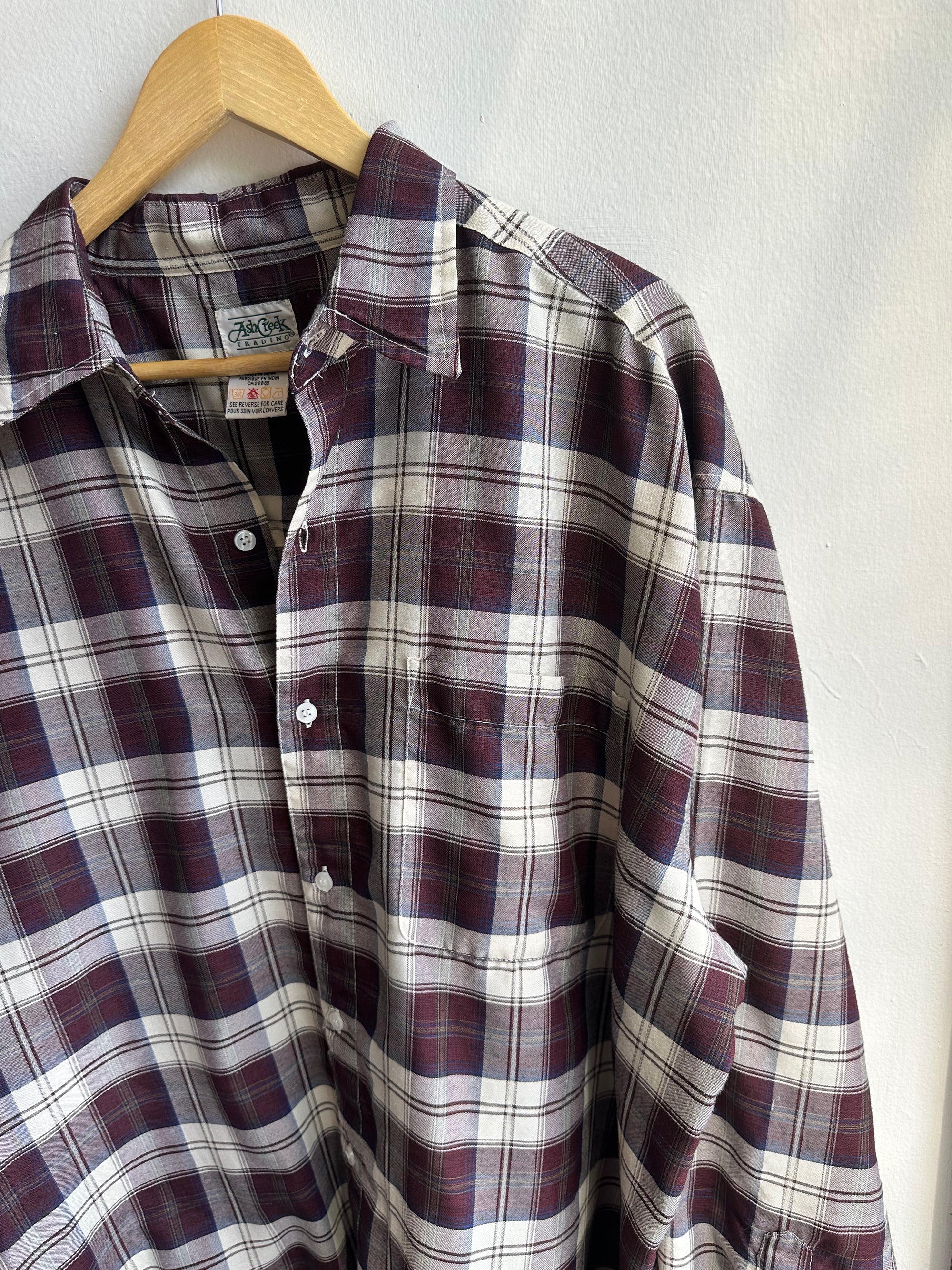 Vintage Ash Creek Flannel – Deep Berry Plaid | Size XL