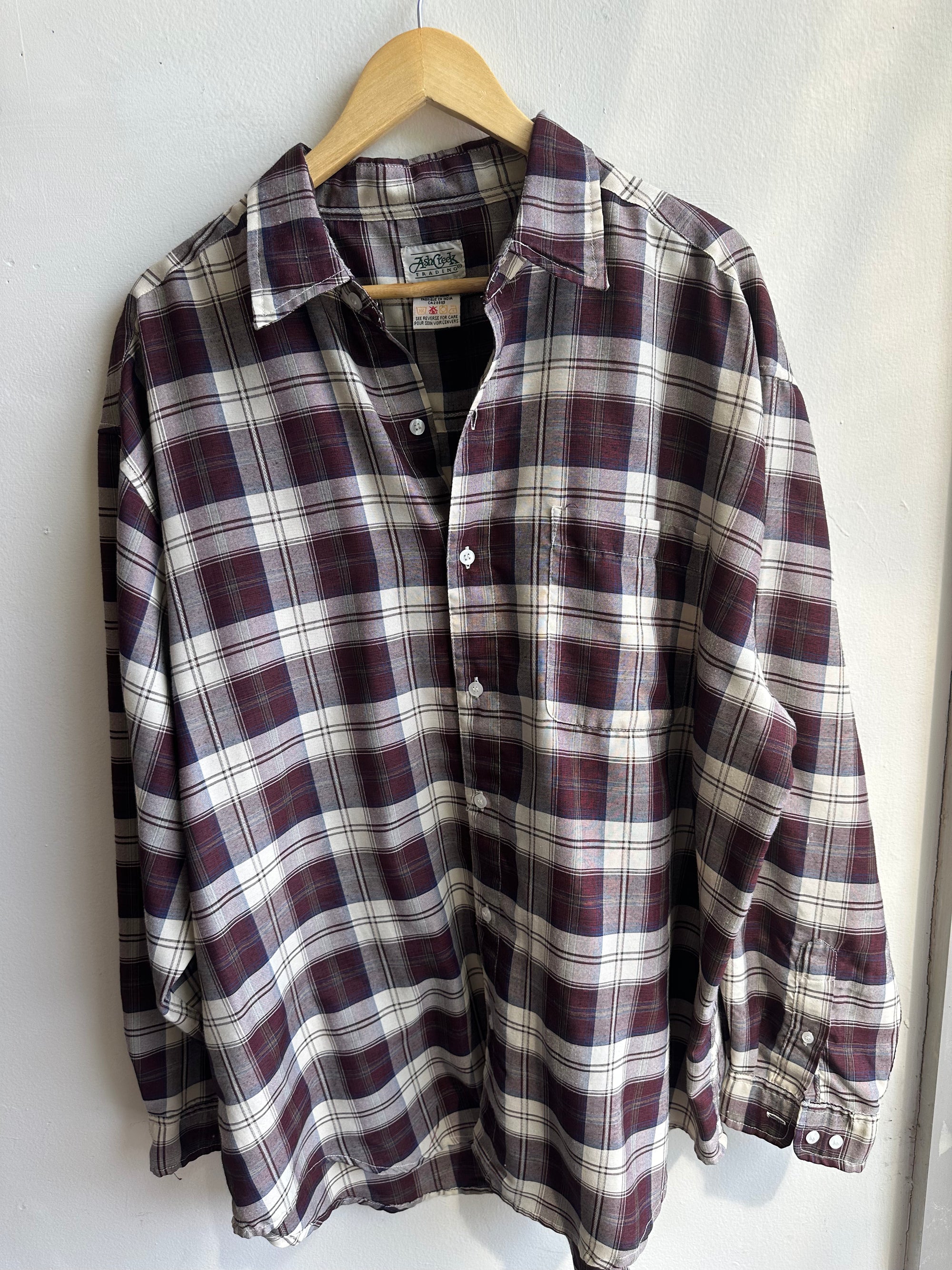 Vintage Ash Creek Flannel – Deep Berry Plaid | Size XL