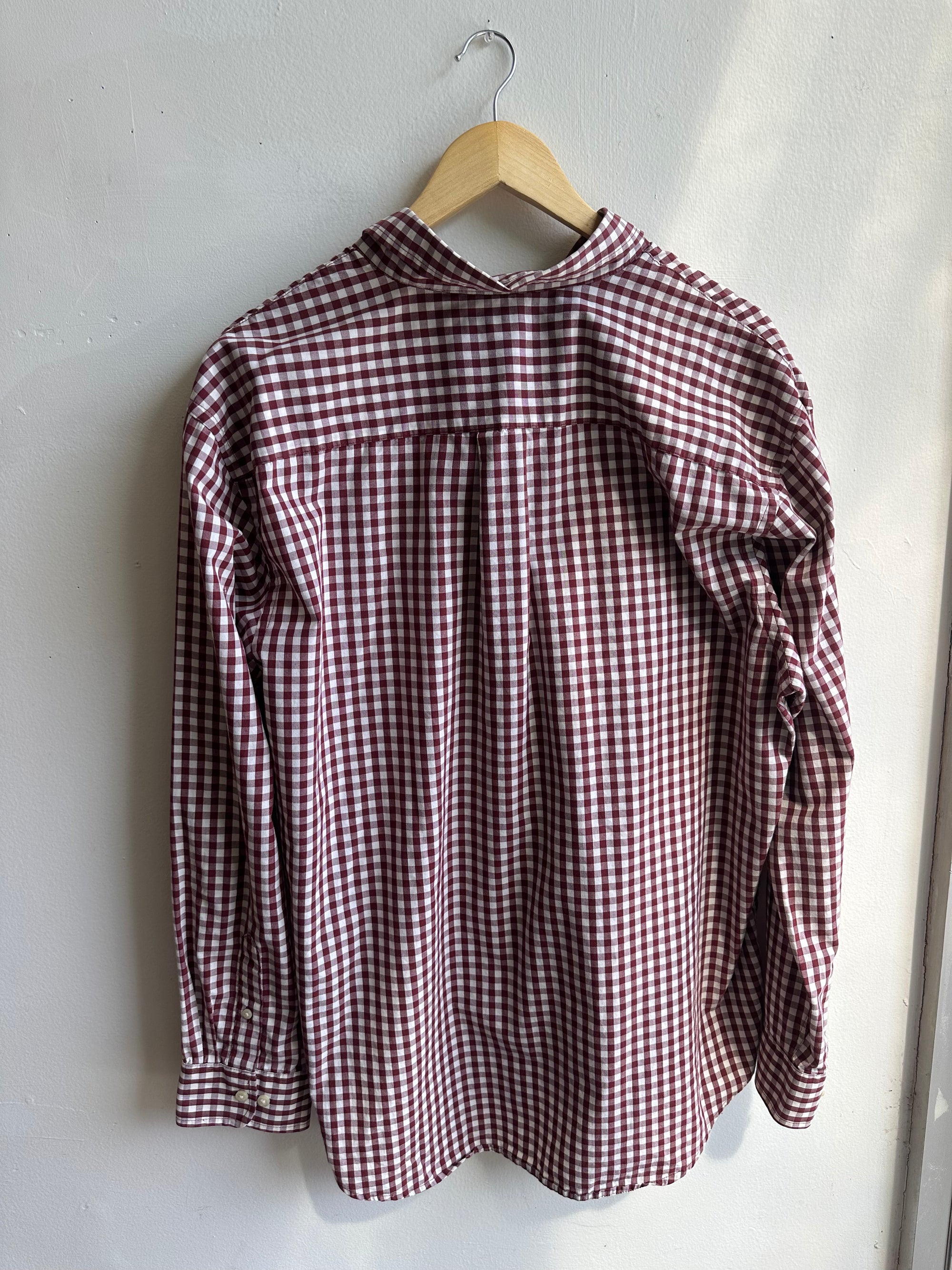 Vintage Arrow Button-Down Shirt – Wine Gingham Classic | Size XL