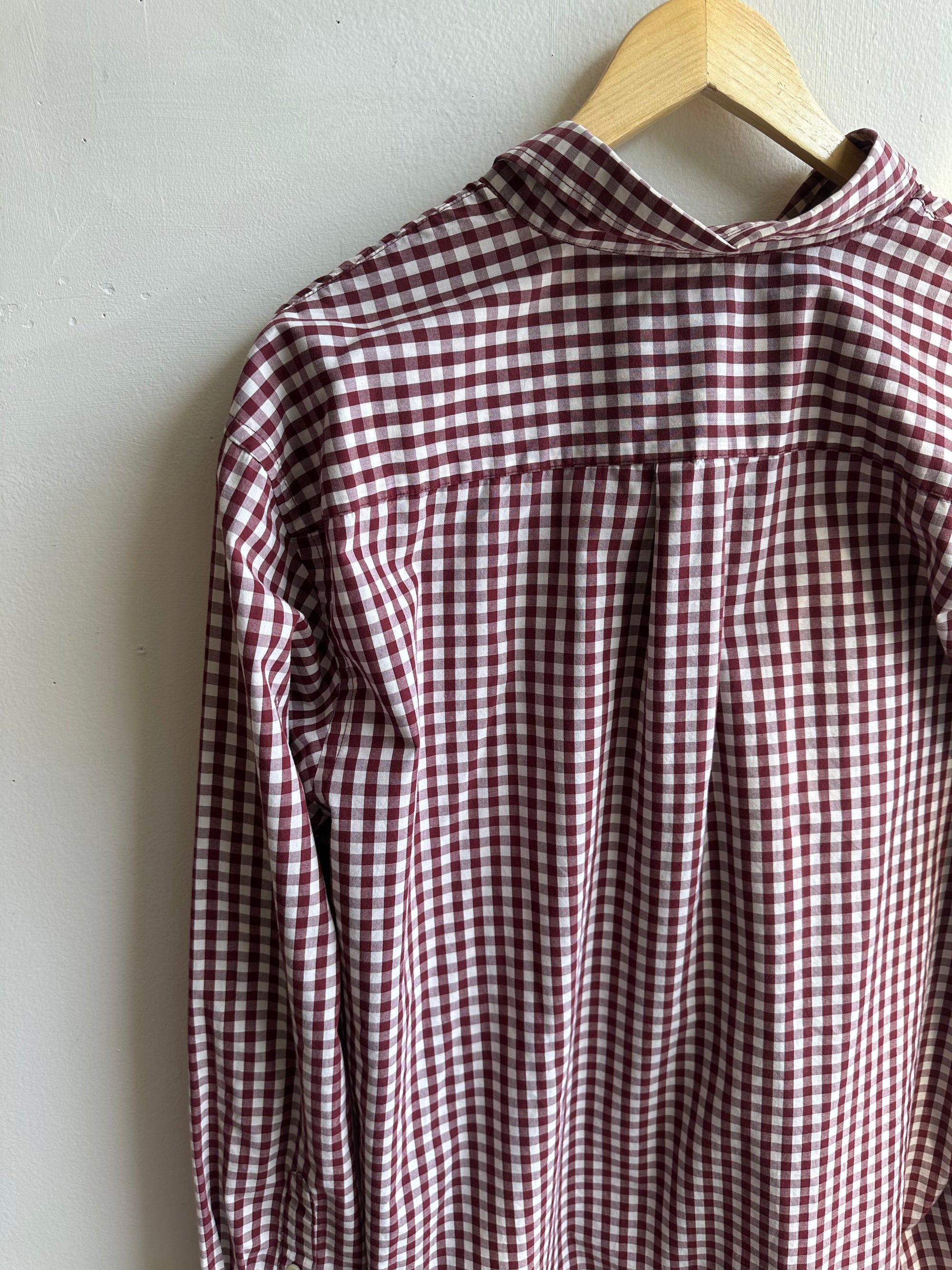 Vintage Arrow Button-Down Shirt – Wine Gingham Classic | Size XL