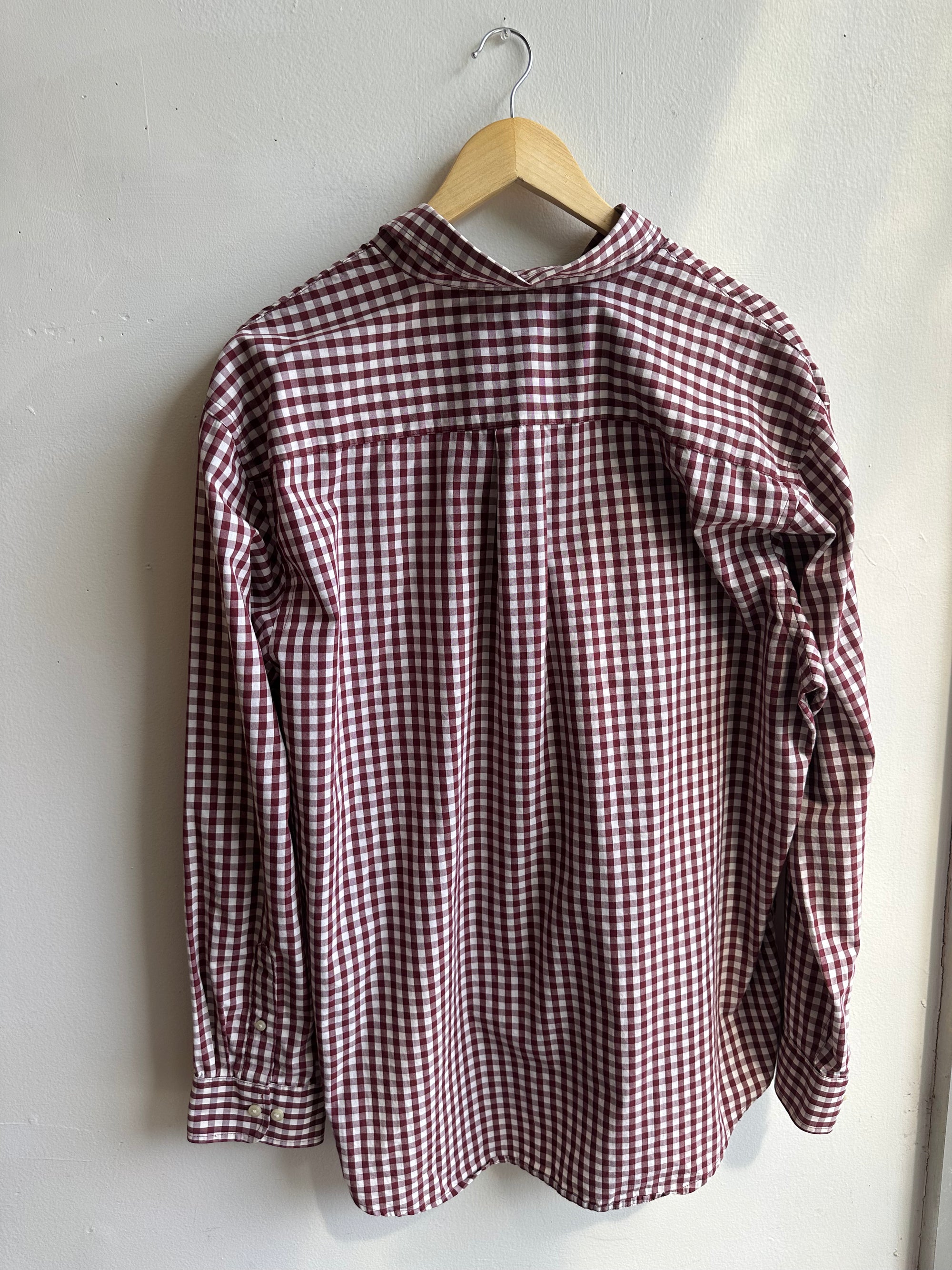 Vintage Arrow Button-Down Shirt – Wine Gingham Classic | Size XL