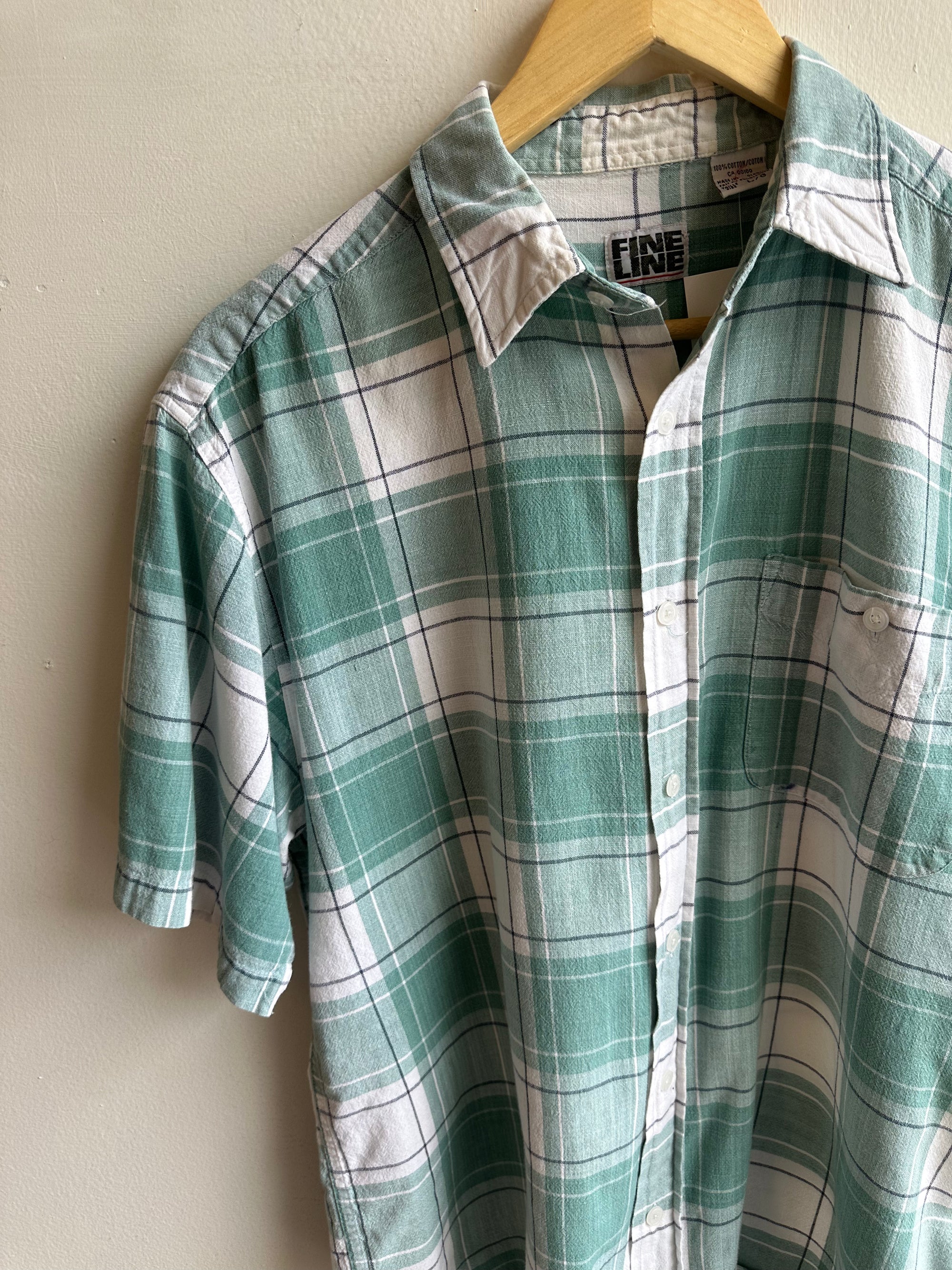 Vintage Fine Line Plaid Shirt – Mint Meadow | Size Large