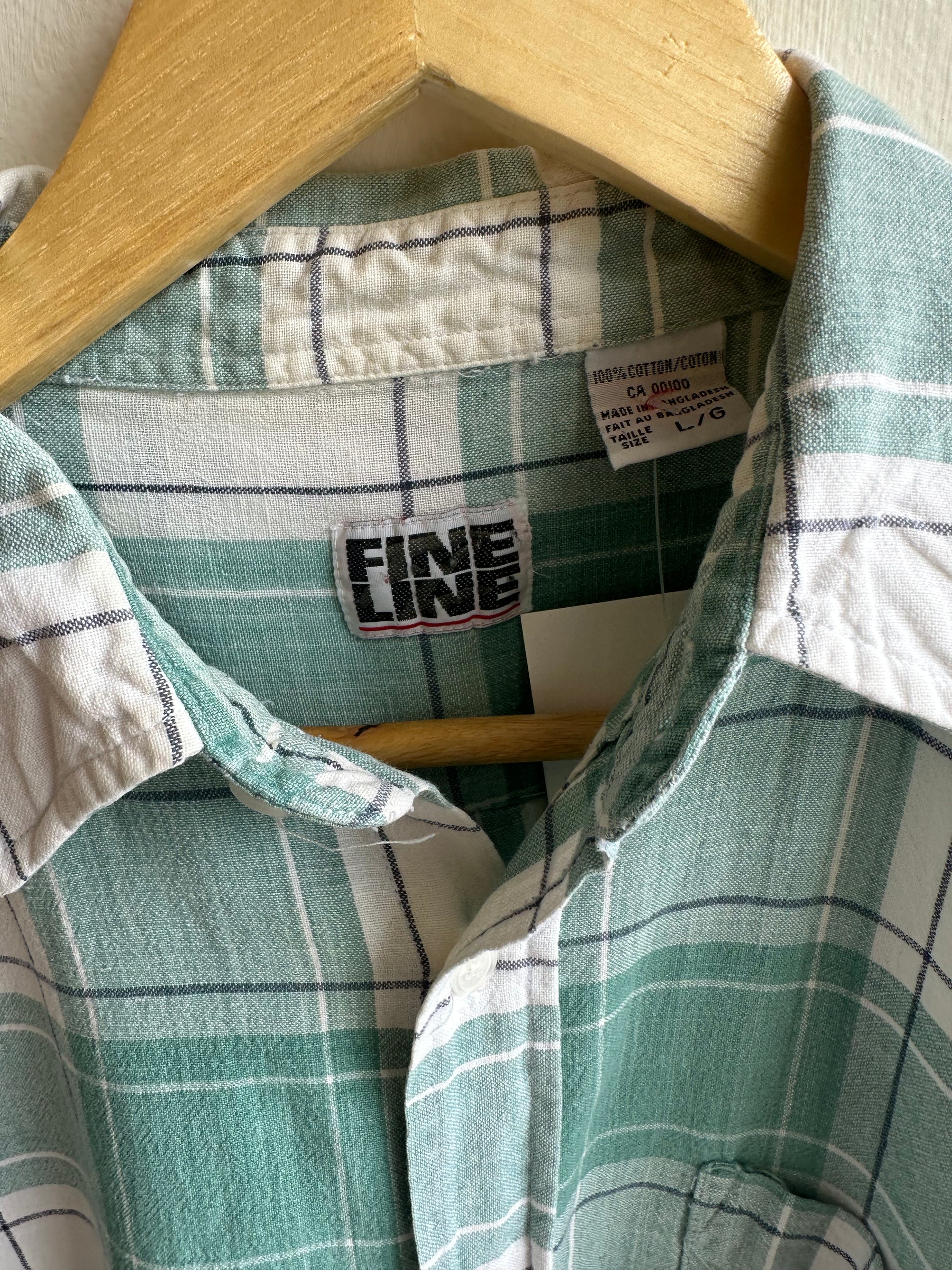 Vintage Fine Line Plaid Shirt – Mint Meadow | Size Large