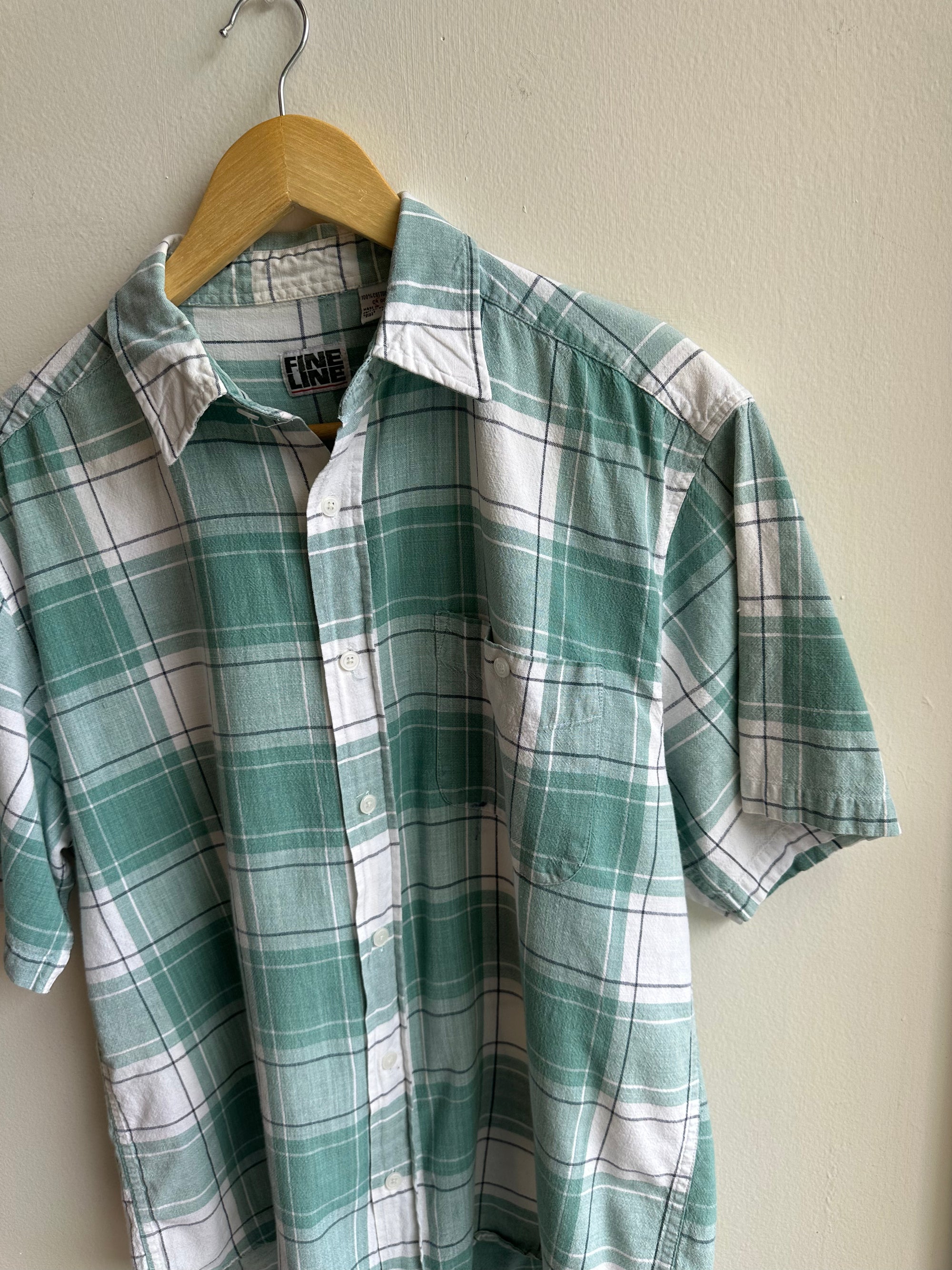 Vintage Fine Line Plaid Shirt – Mint Meadow | Size Large
