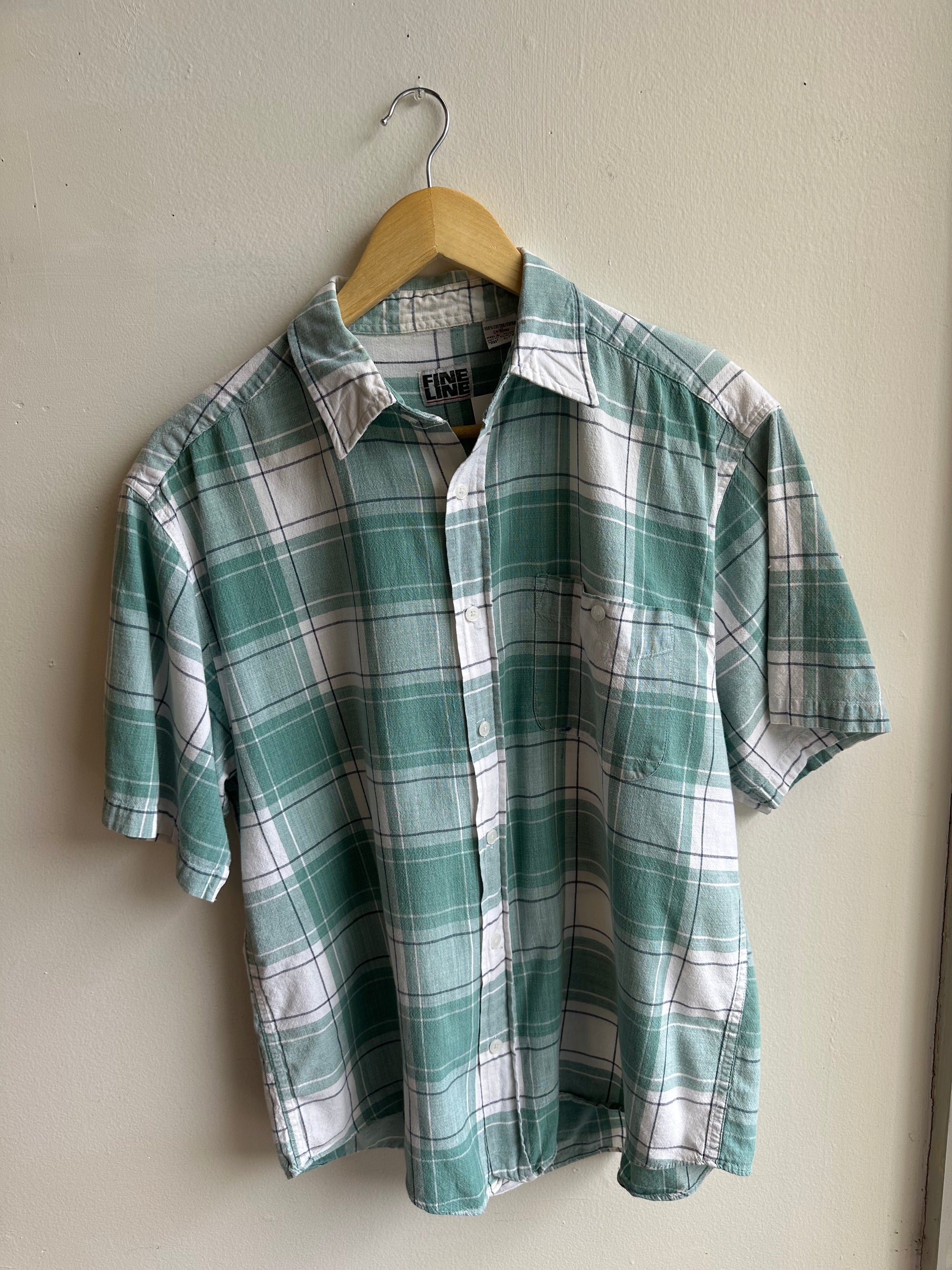 Vintage Fine Line Plaid Shirt – Mint Meadow | Size Large