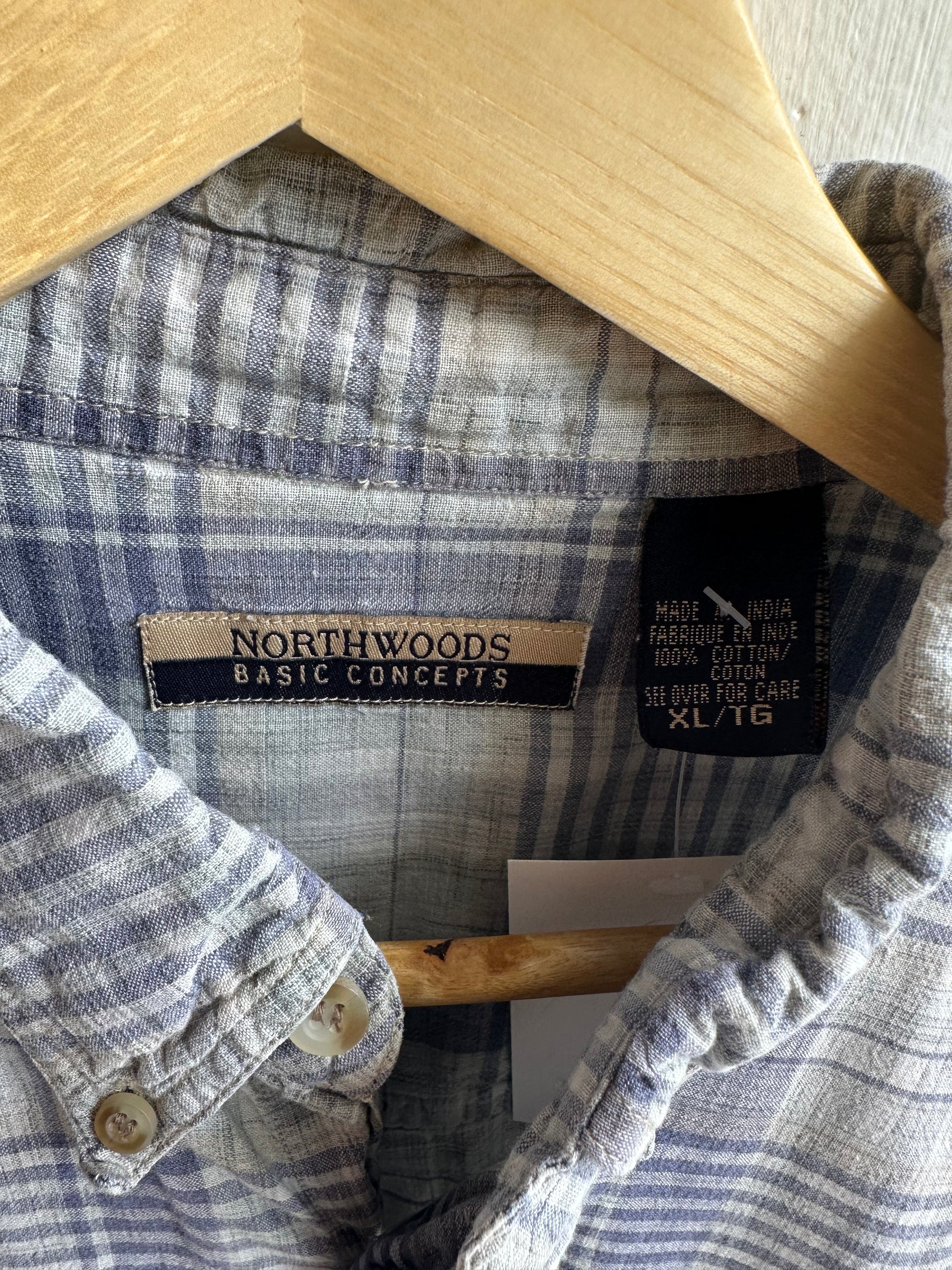 Vintage Northwood Outfitters Plaid Shirt – Misty Blue Fade | Size XL
