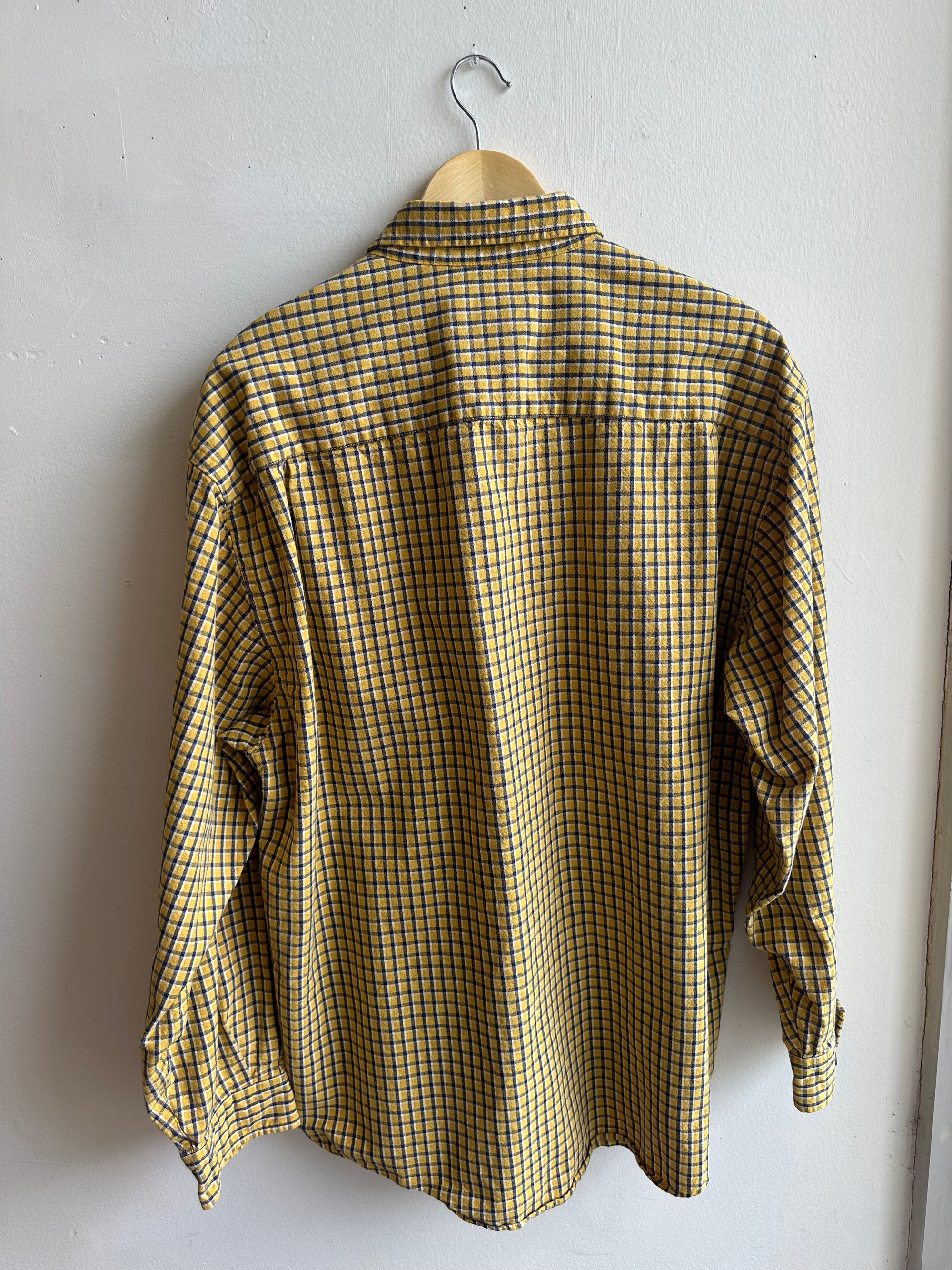 Vintage Eddie Bauer Button-Down – Mustard Grid Plaid | Size Large