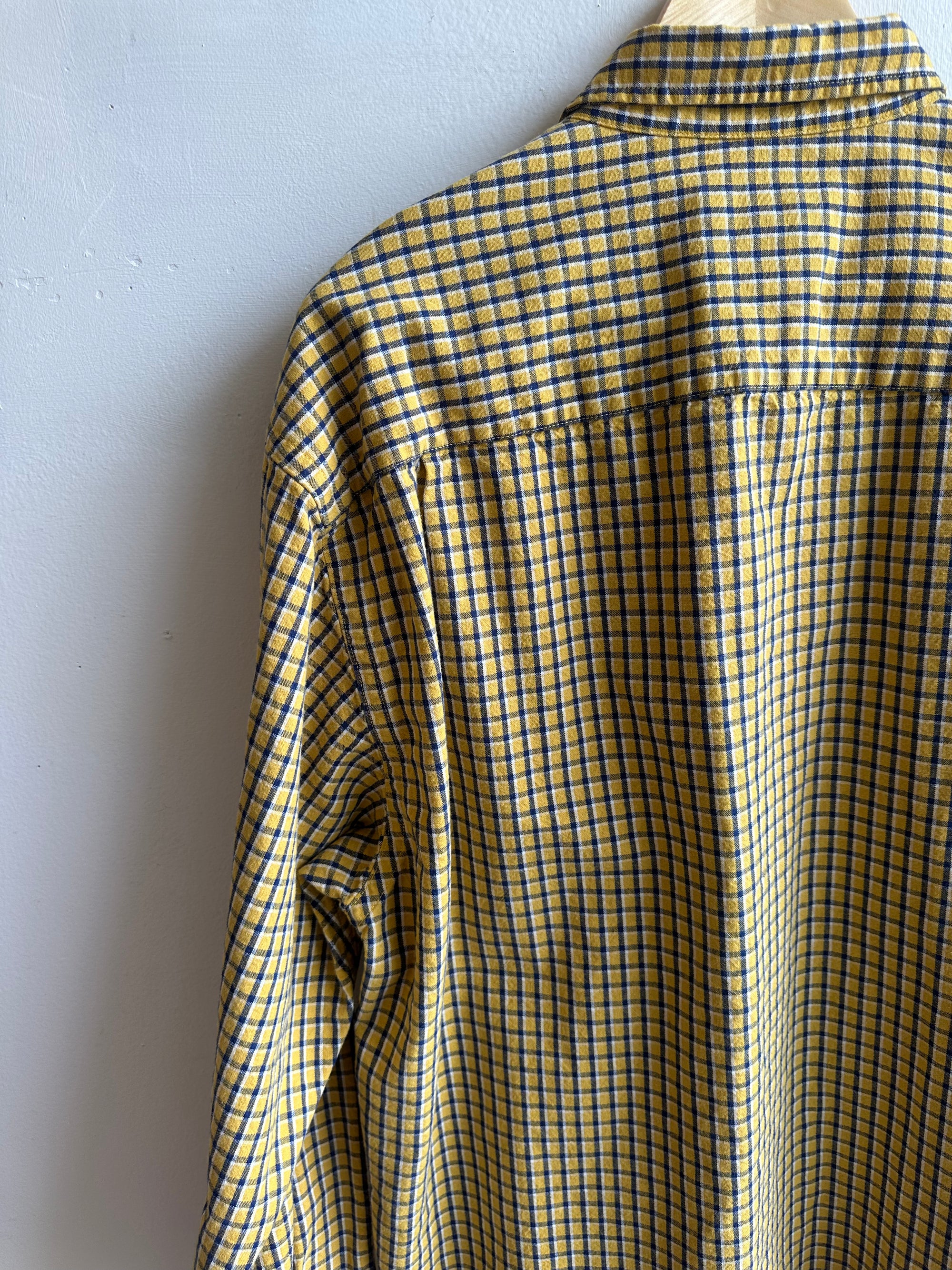 Vintage Eddie Bauer Button-Down – Mustard Grid Plaid | Size Large