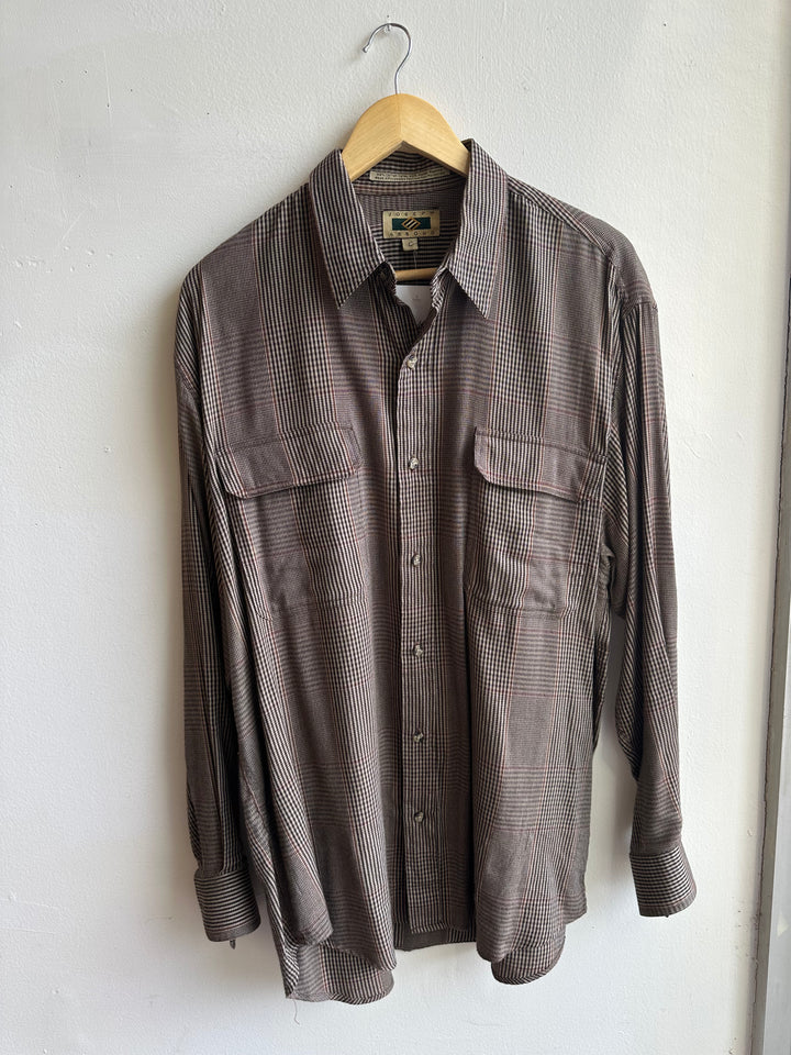 Vintage Joseph Abboud Check Shirt – Espresso Sophisticate | Size Large