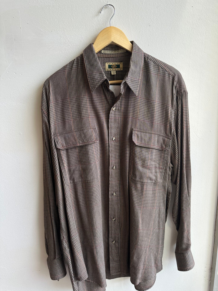 Vintage Joseph Abboud Check Shirt – Espresso Sophisticate | Size Large