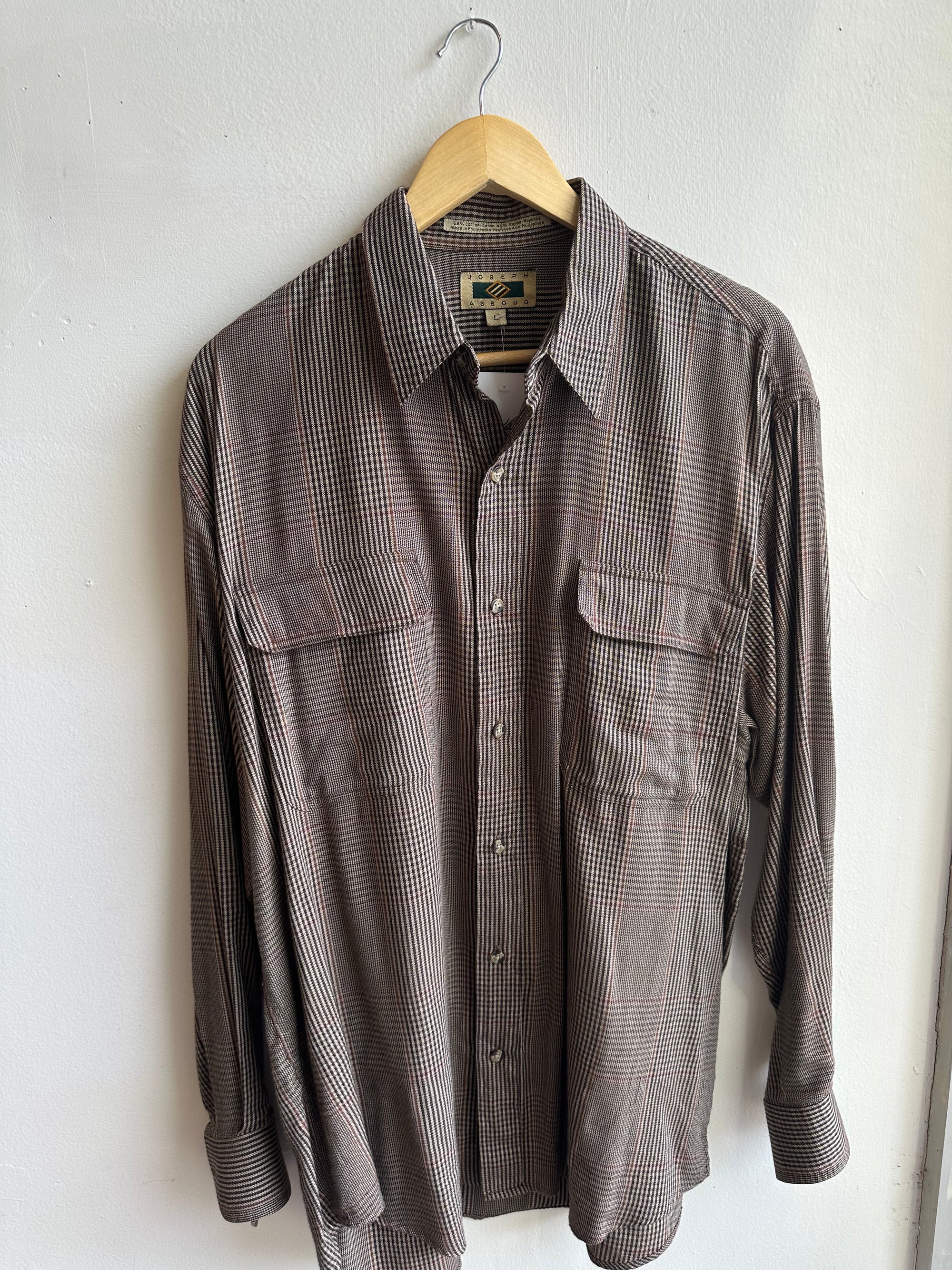 Vintage Joseph Abboud Check Shirt – Espresso Sophisticate | Size Large