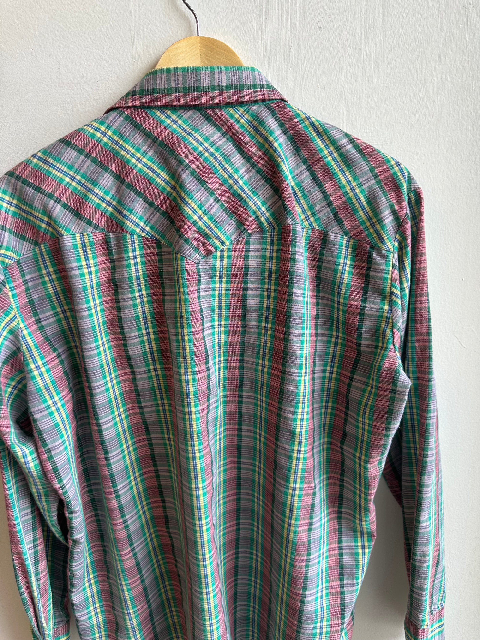 Vintage Bronco Plaid Western Snap Shirt | Size Large