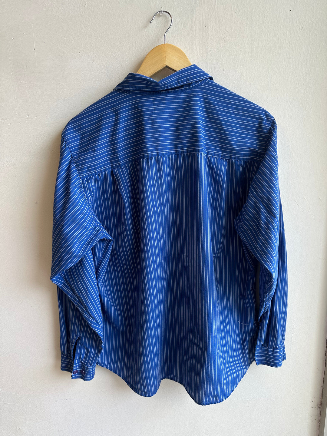 Vintage Tabi Royal Blue Striped Button-Up | Size XL