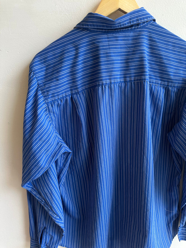 Vintage Tabi Royal Blue Striped Button-Up | Size XL
