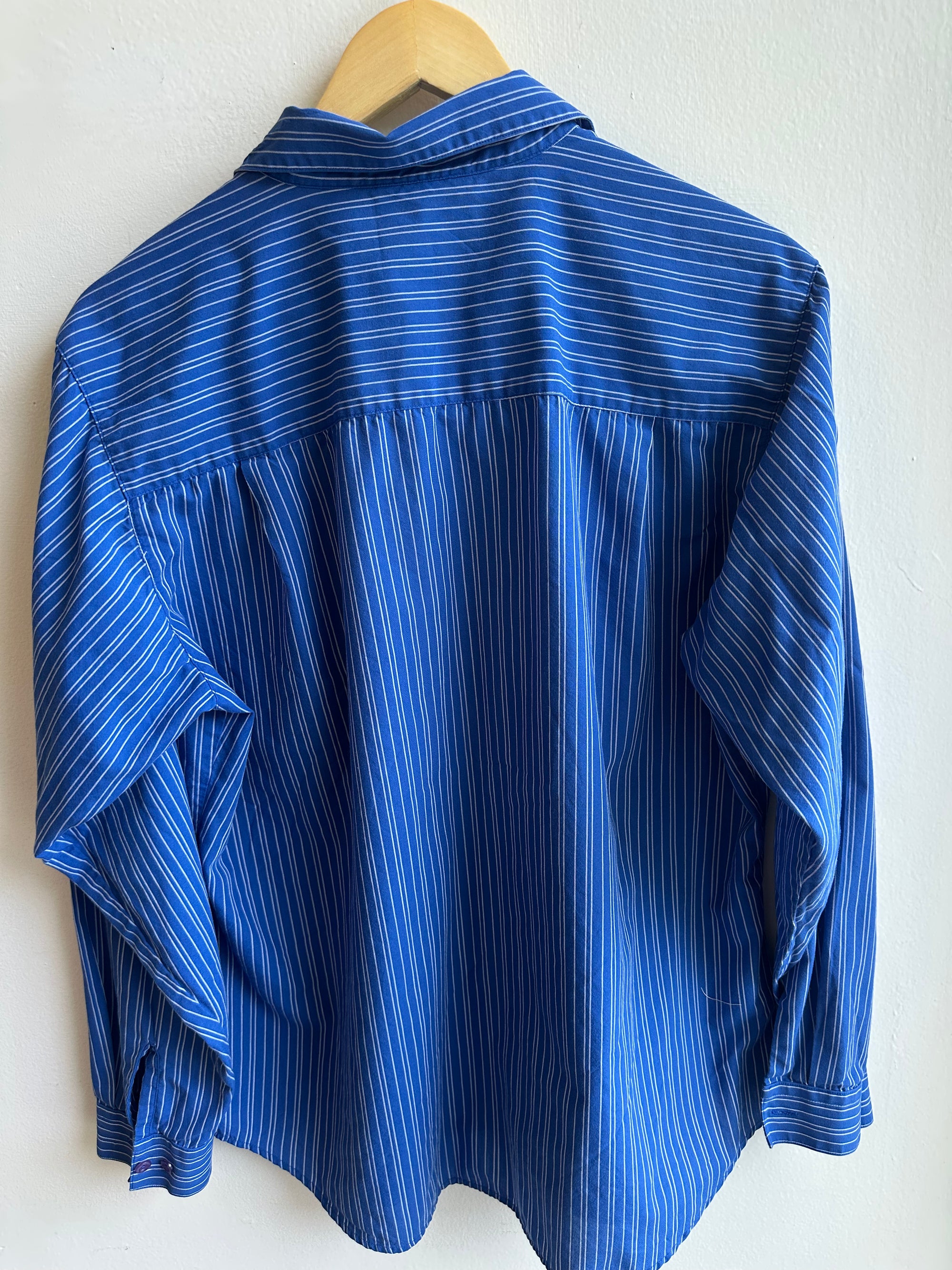 Vintage Tabi Royal Blue Striped Button-Up | Size XL