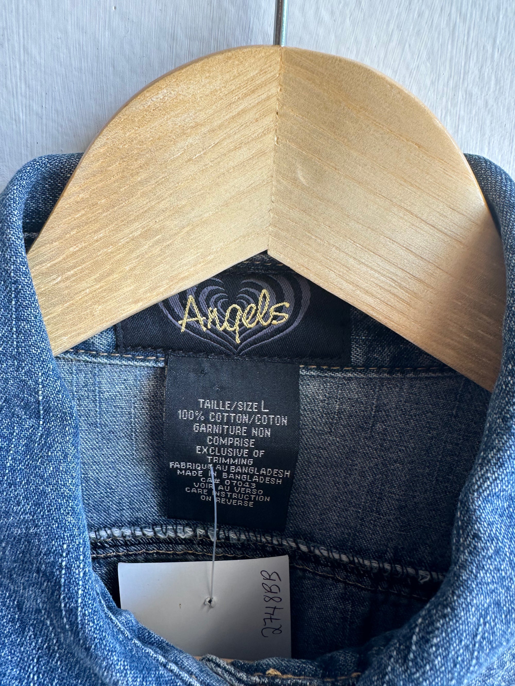 Vintage Y2K Utility Denim Jacket – Cargo Pocket Detail | Size Large