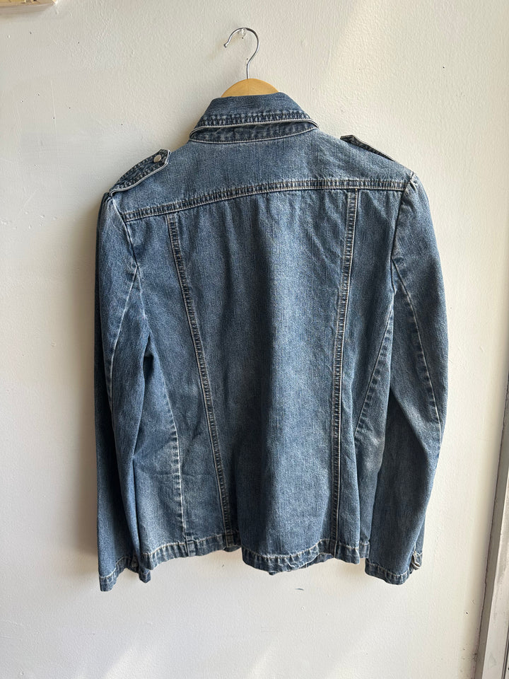 Vintage Y2K Utility Denim Jacket – Cargo Pocket Detail | Size Large