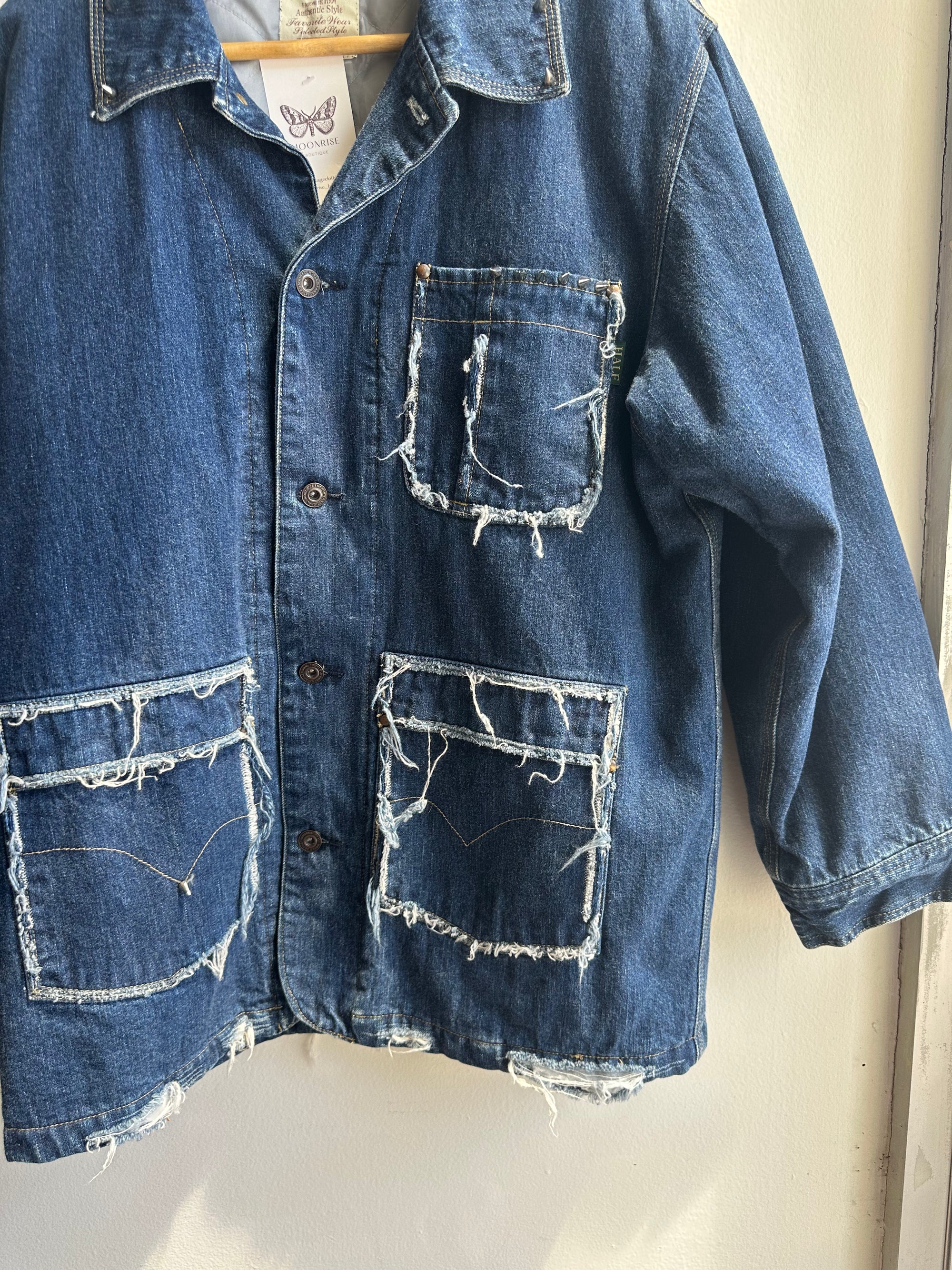 Vintage “Fray State” Denim Workwear Jacket – NONTI Brand | Size Large