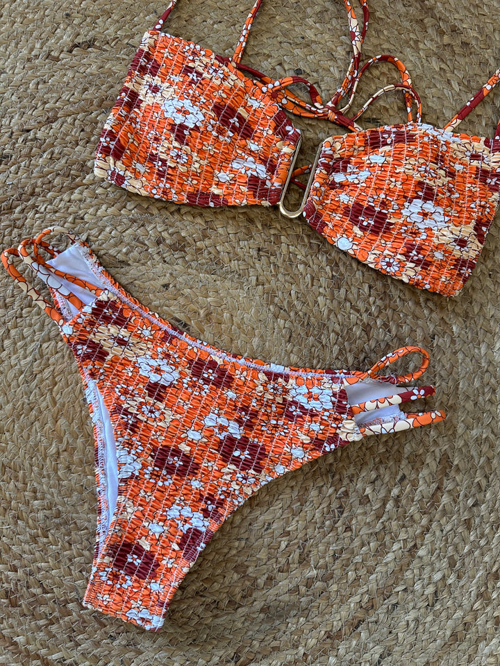 Retro Bloom Smocked Bikini Set
