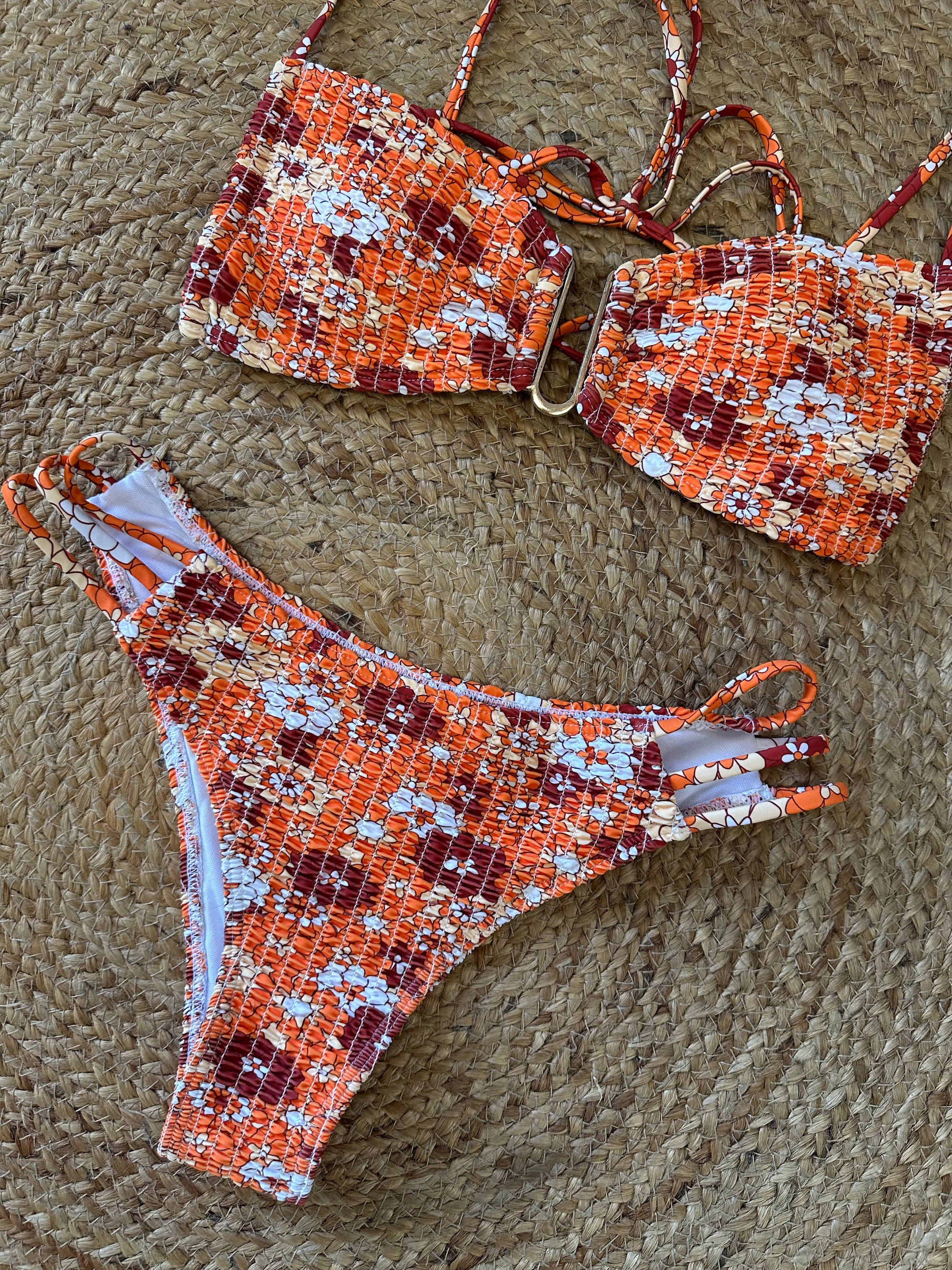 Retro Bloom Smocked Bikini Set