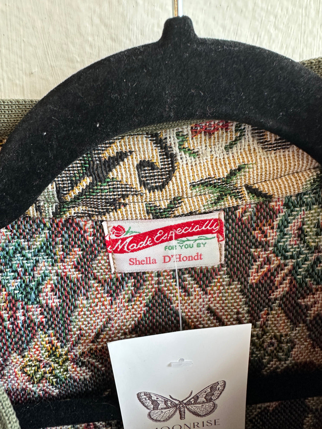 Handmade Vintage Garden Tapestry Jacket by Shella – Size XL