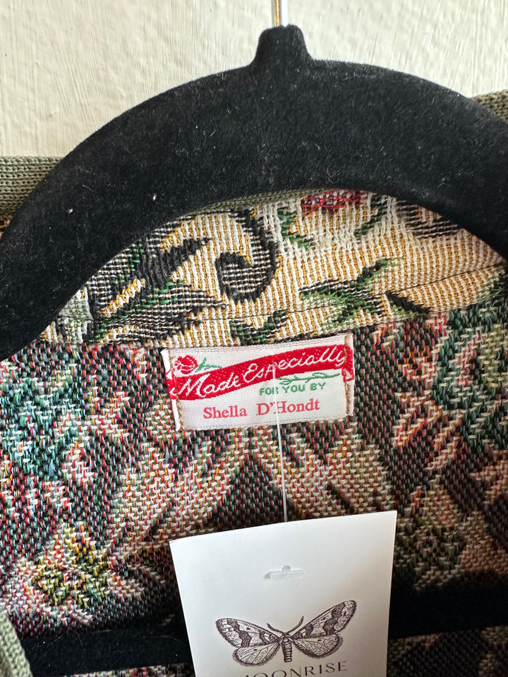 Handmade Vintage Garden Tapestry Jacket by Shella – Size XL
