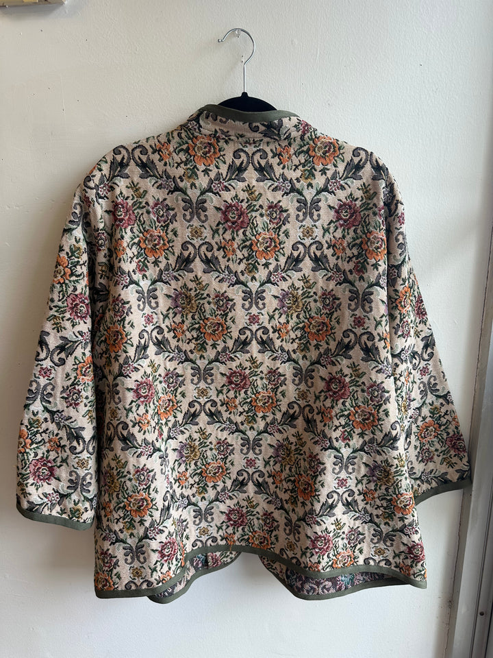 Handmade Vintage Garden Tapestry Jacket by Shella – Size XL