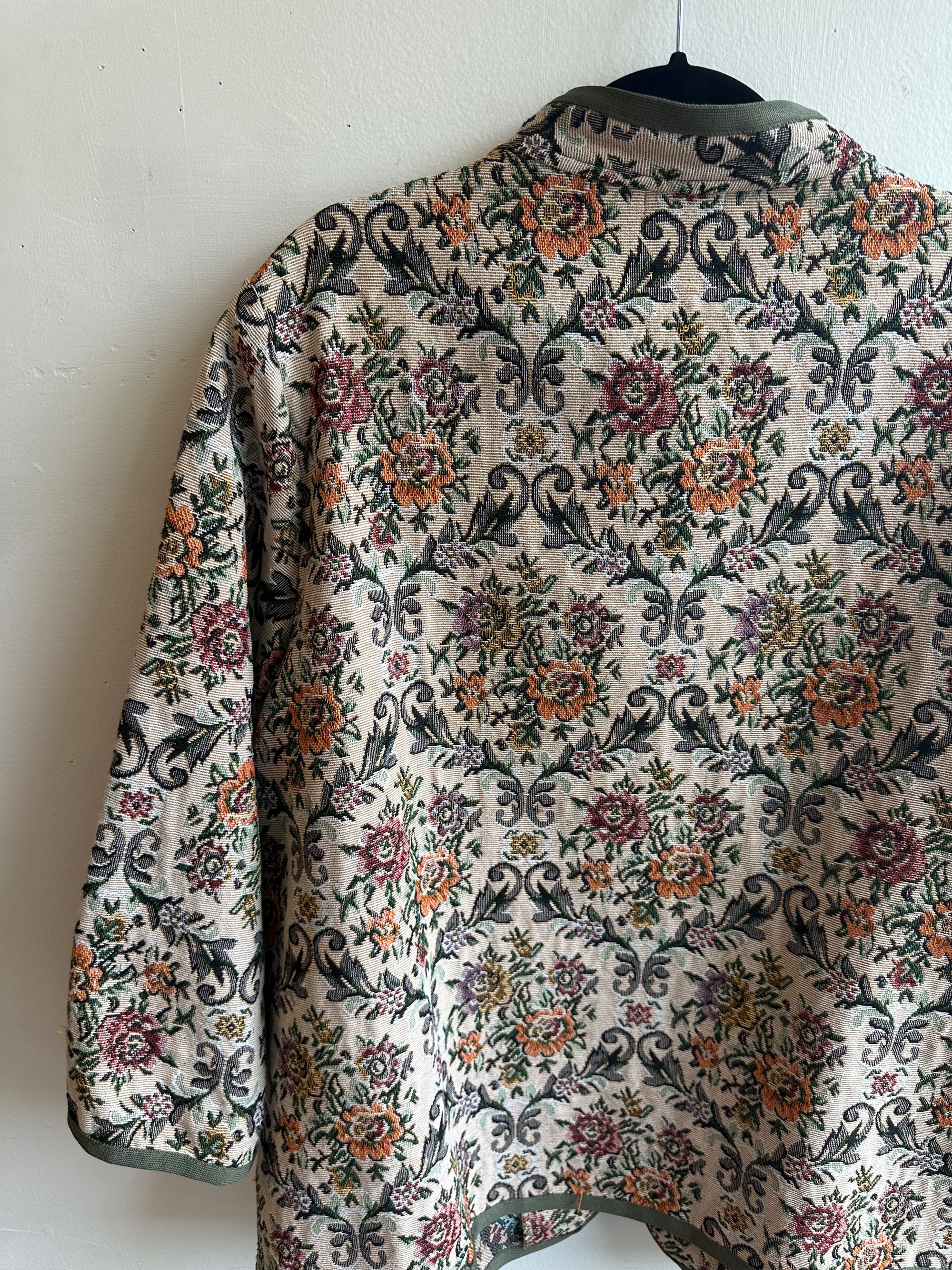 Handmade Vintage Garden Tapestry Jacket by Shella – Size XL