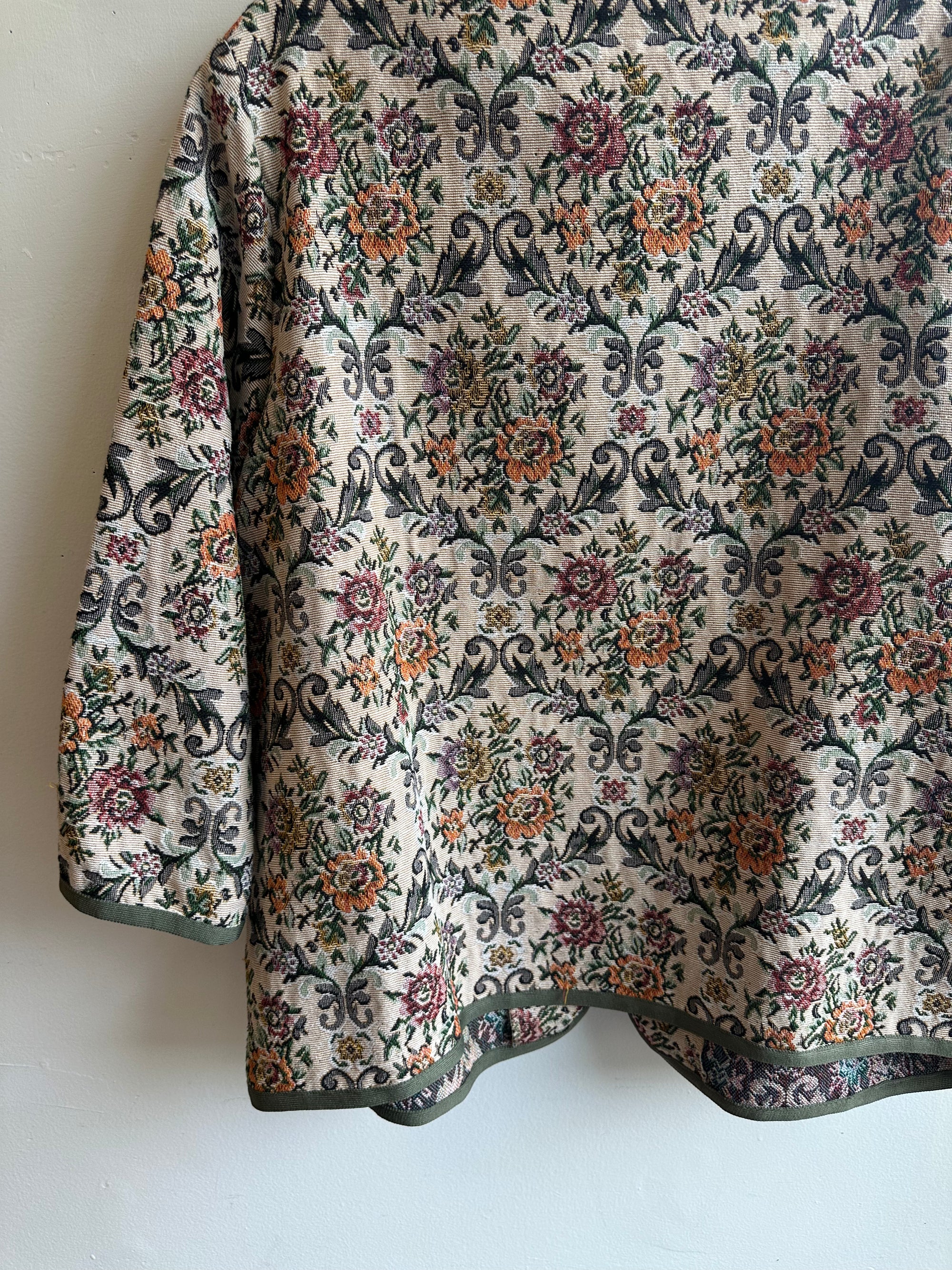 Handmade Vintage Garden Tapestry Jacket by Shella – Size XL