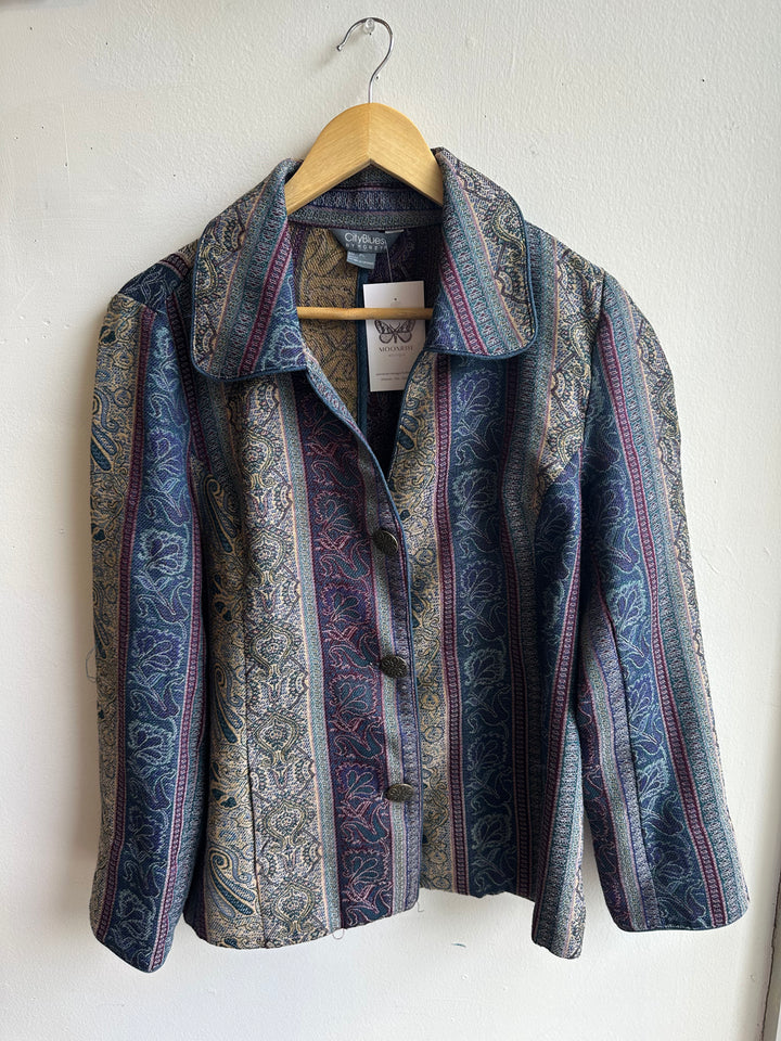 City Blues Vintage Tapestry Button-Up Jacket – Size L