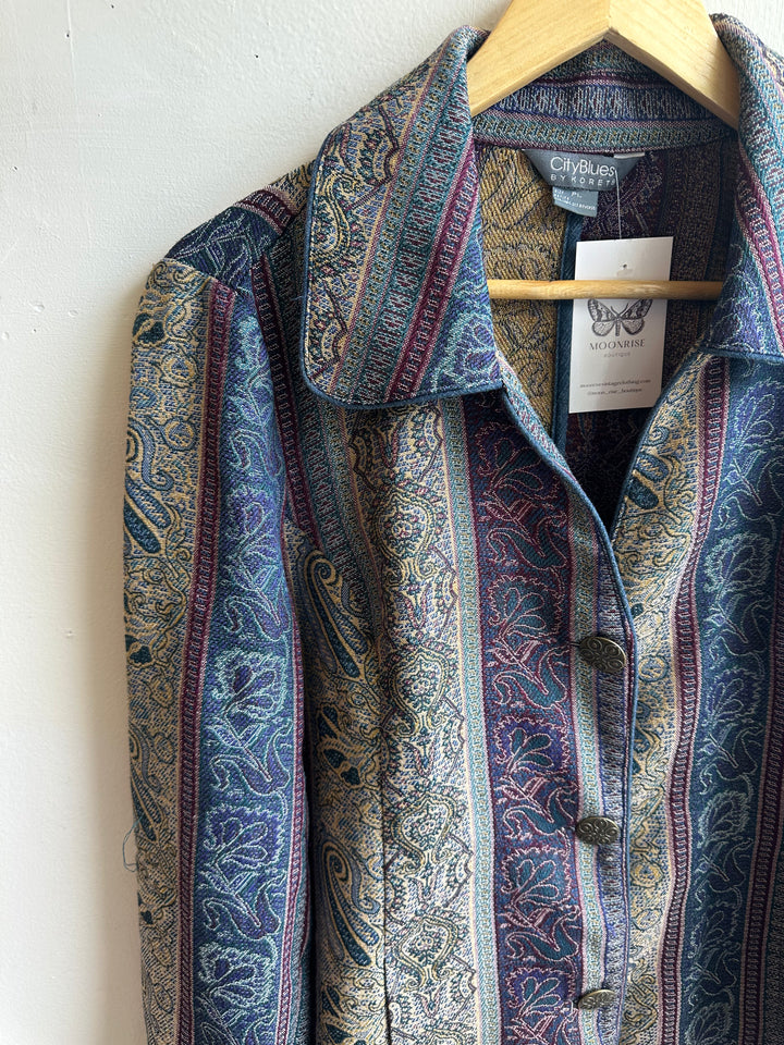City Blues Vintage Tapestry Button-Up Jacket – Size L