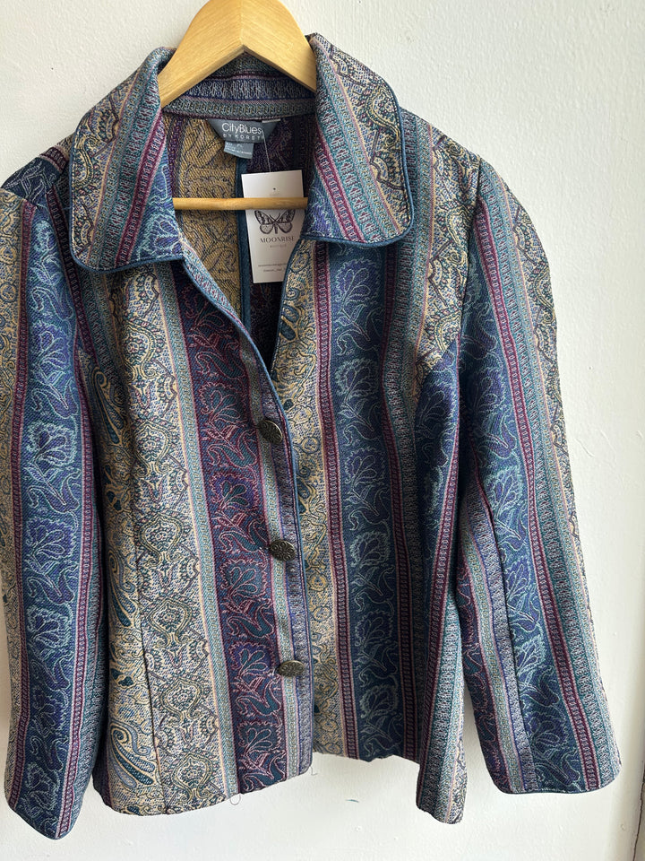 City Blues Vintage Tapestry Button-Up Jacket – Size L