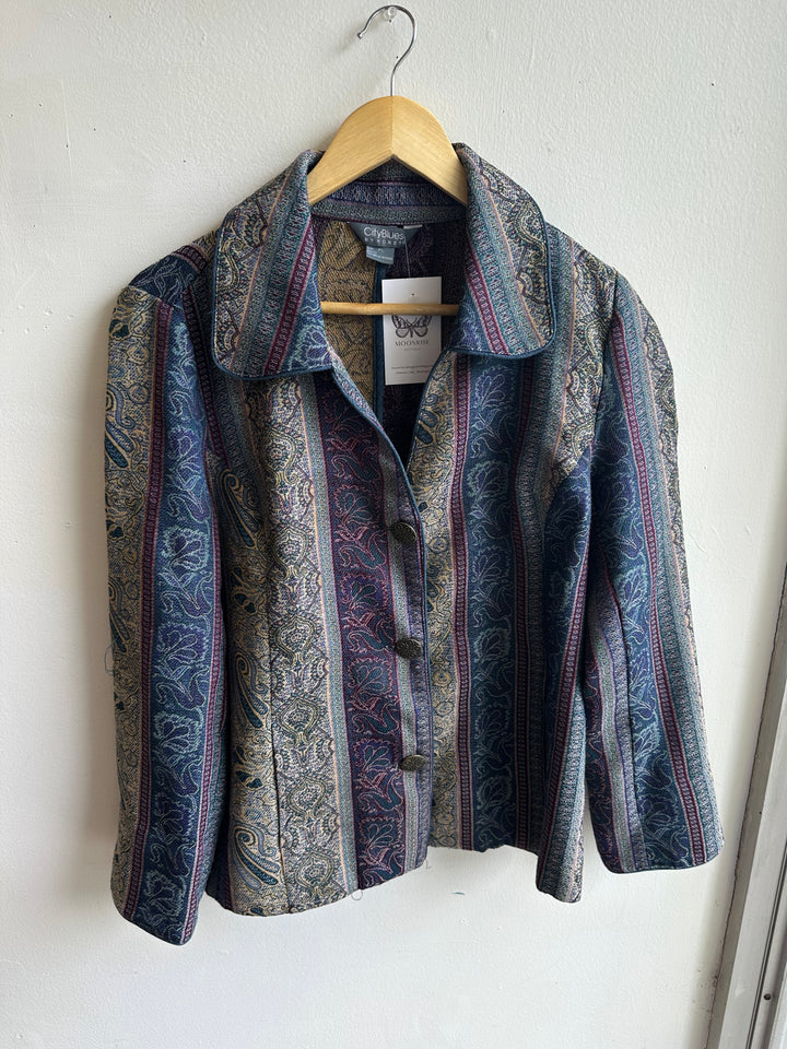 City Blues Vintage Tapestry Button-Up Jacket – Size L