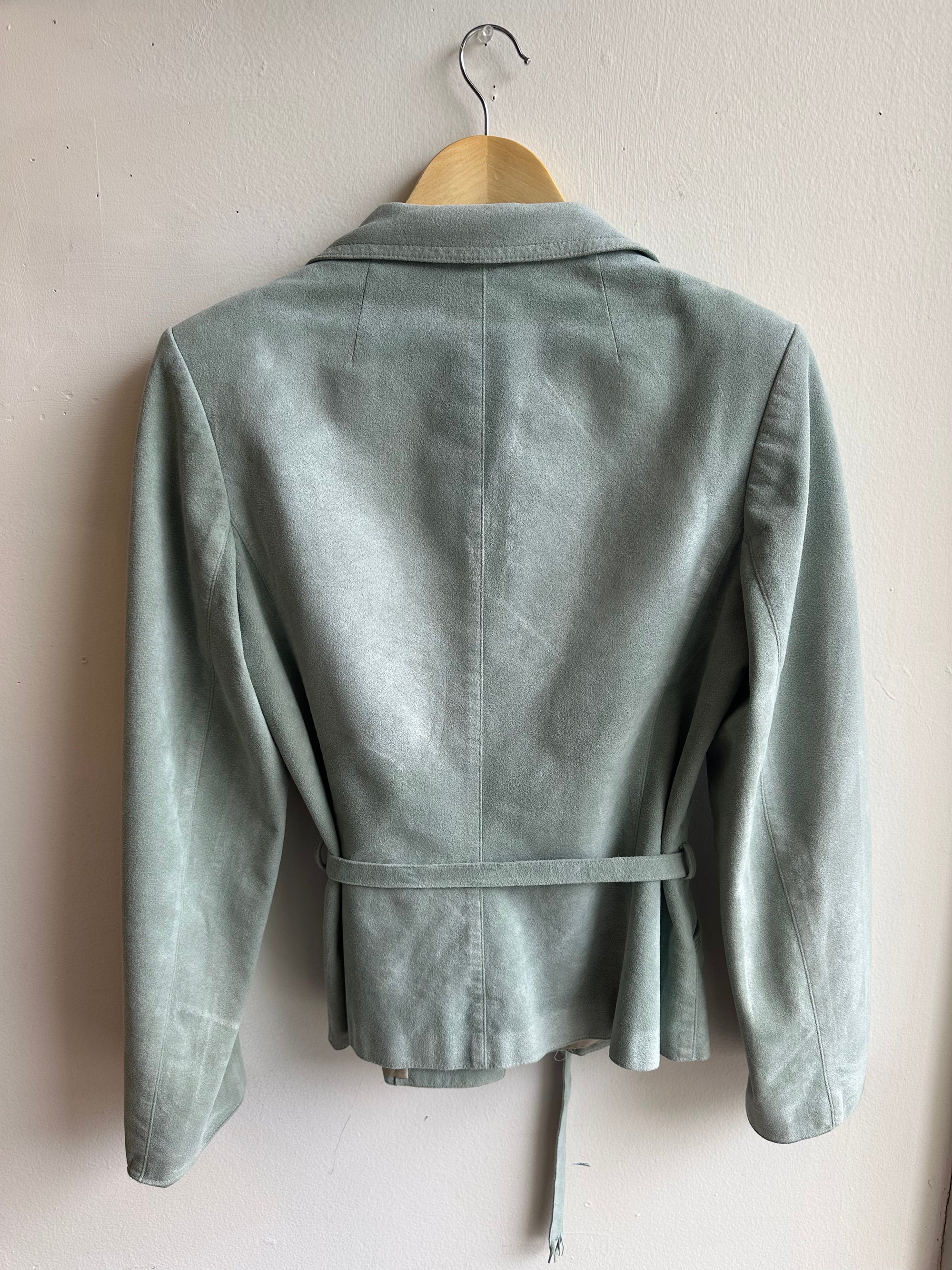 Vintage Sage Suede Belted Jacket – Size M