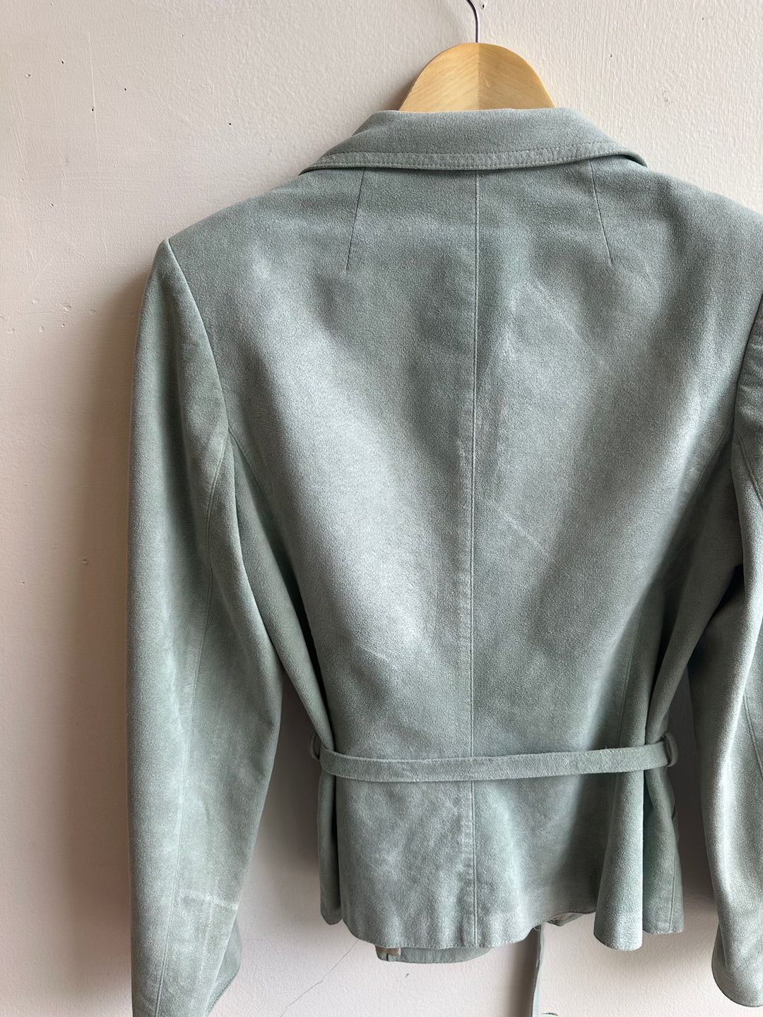 Vintage Sage Suede Belted Jacket – Size M