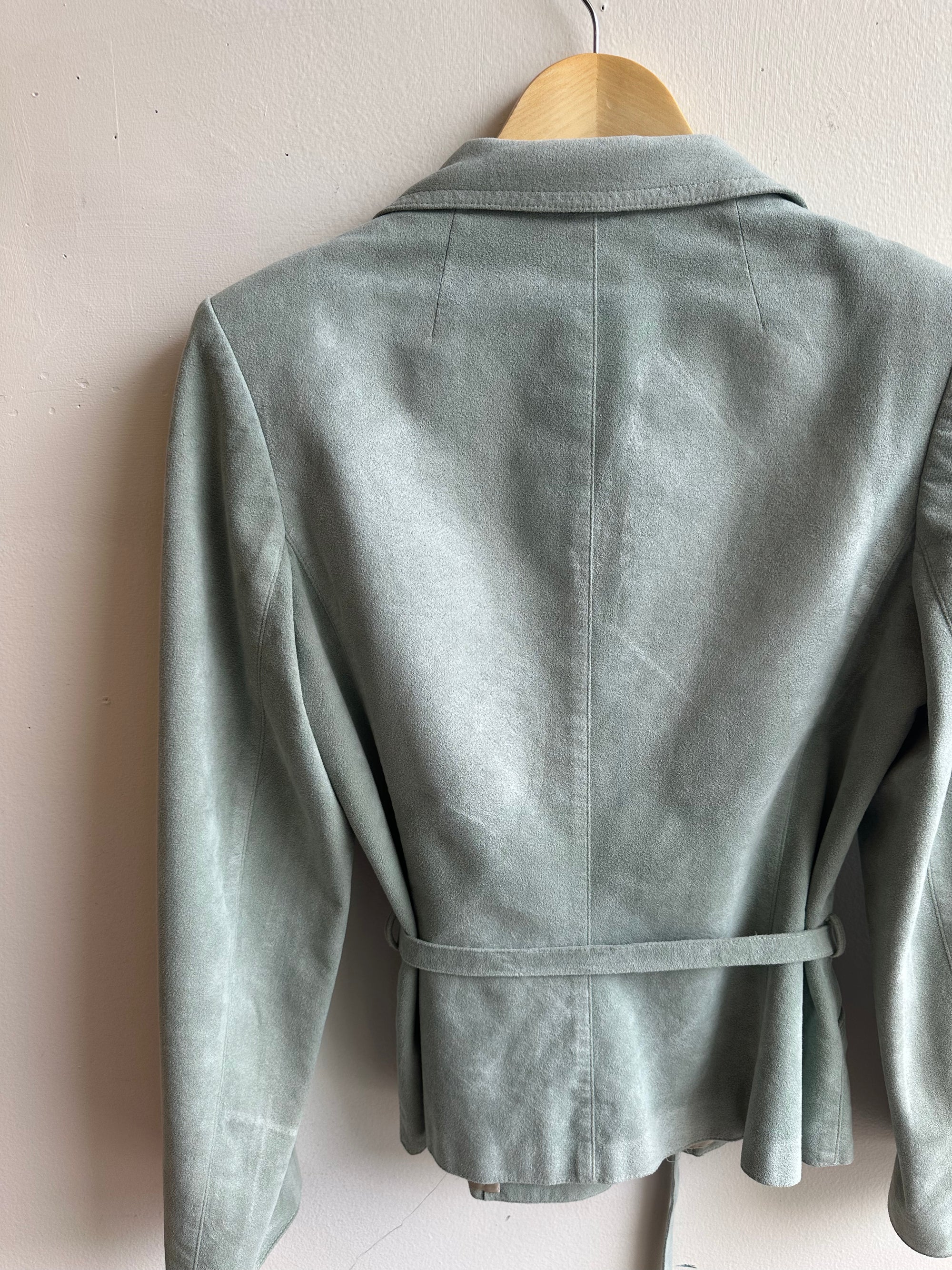 Vintage Sage Suede Belted Jacket – Size M