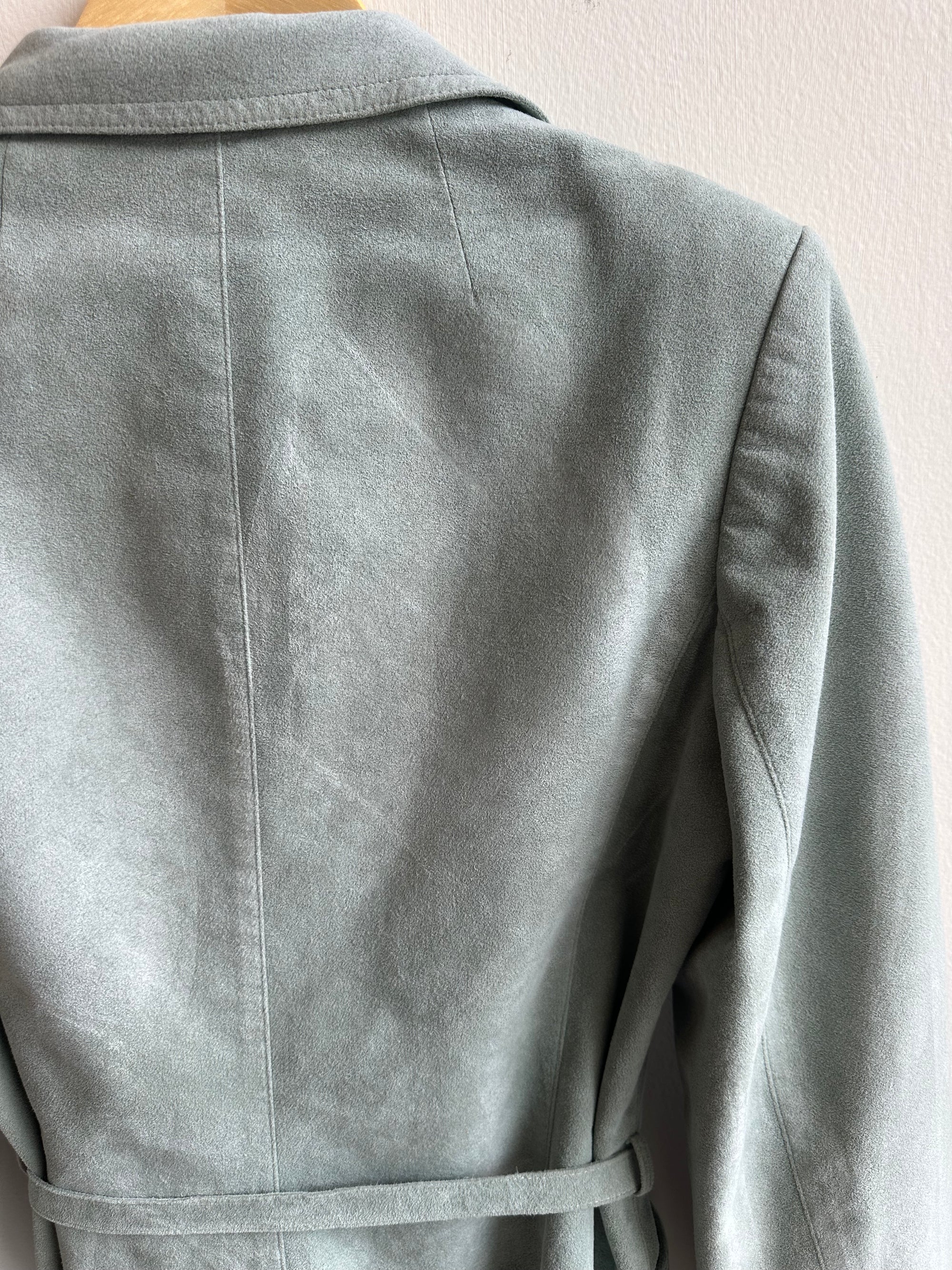 Vintage Sage Suede Belted Jacket – Size M