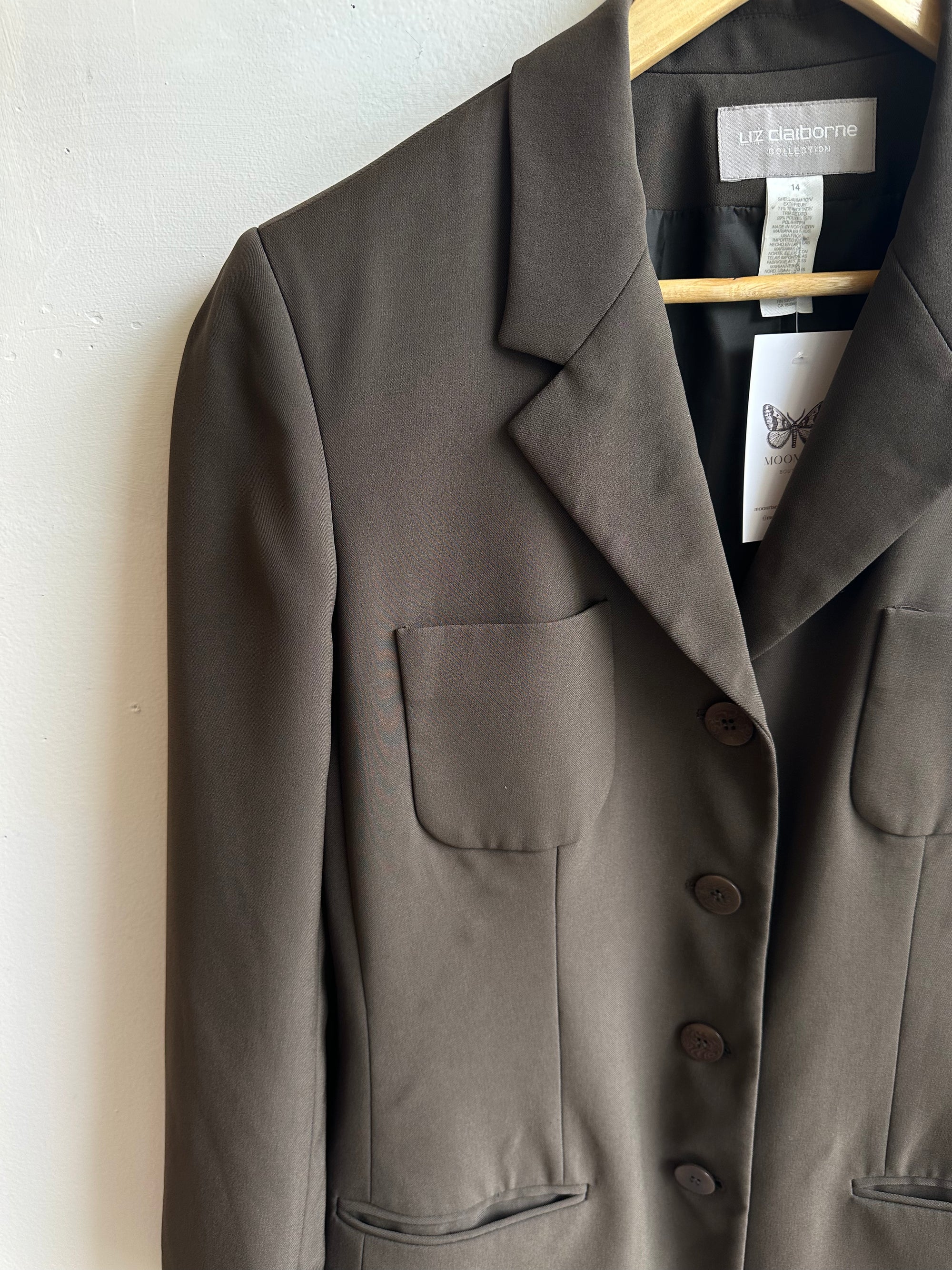 Vintage Liz Claiborne Army Green Blazer – Size 14