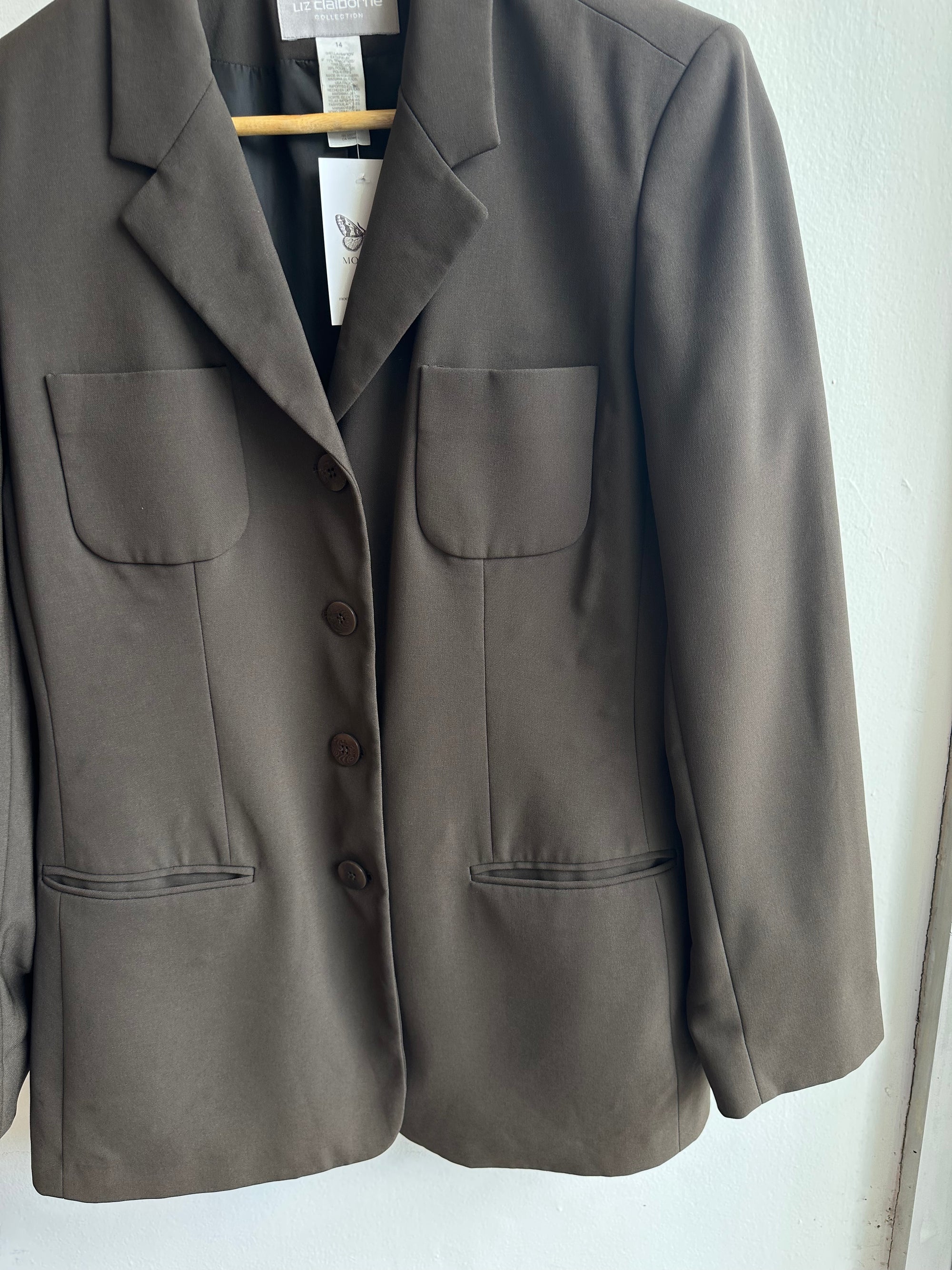 Vintage Liz Claiborne Army Green Blazer – Size 14