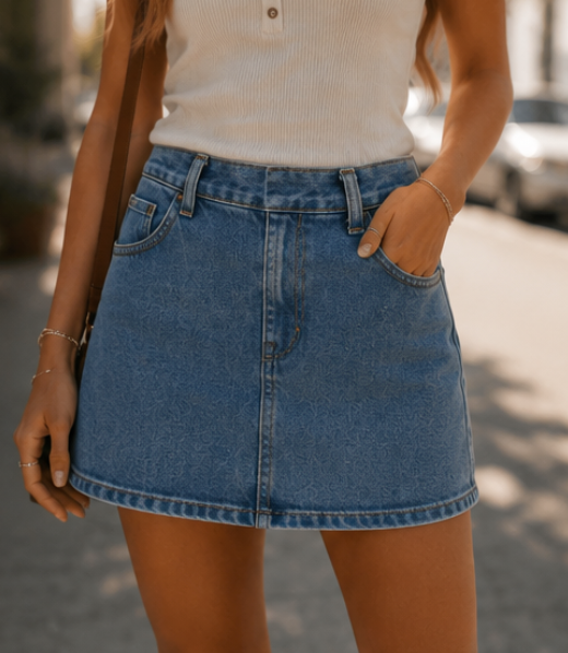 Vintage 80s Denim Mini Skirt | Size 14