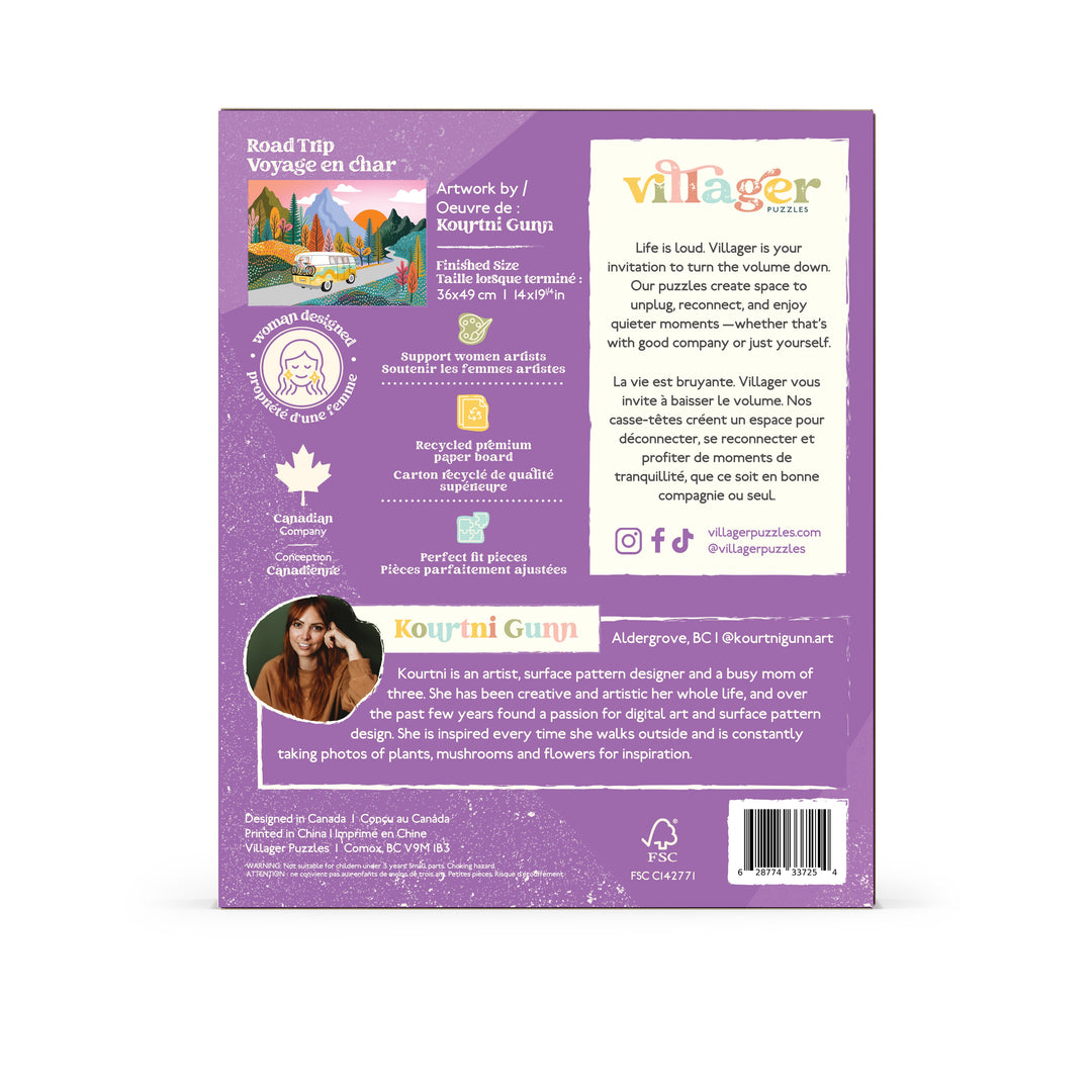Road Trip | 250 Piece Puzzle | Kids &amp; Adults | Designed in Canada by Kourtni Gunn