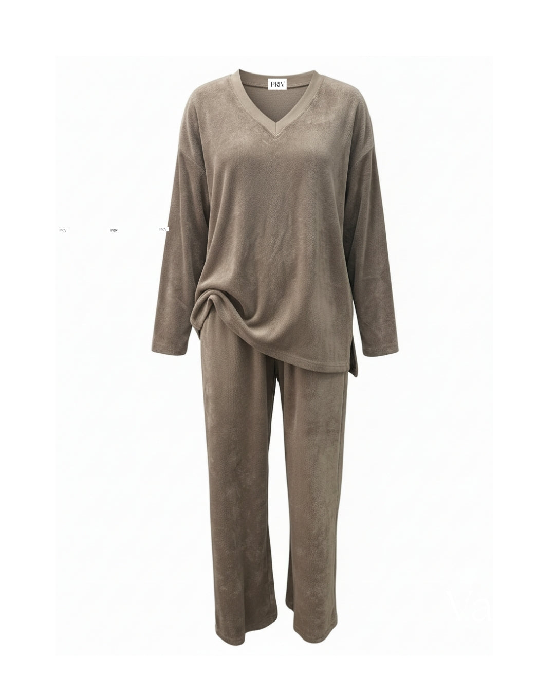Terry &amp; Co. - Relaxed French Terry Matching Lounge Set For Women 2PC In Latte