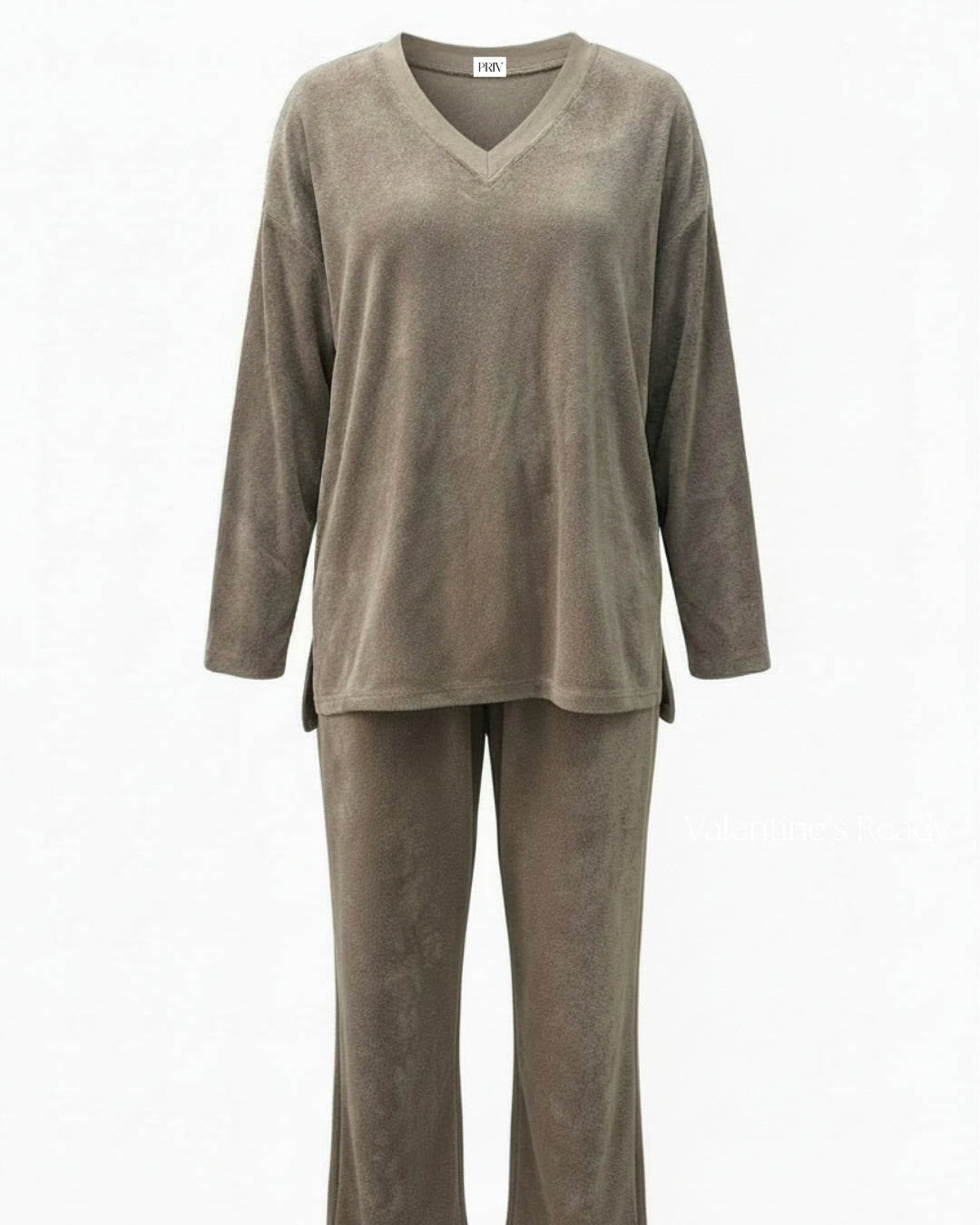Terry &amp; Co. - Relaxed French Terry Matching Lounge Set For Women 2PC In Latte