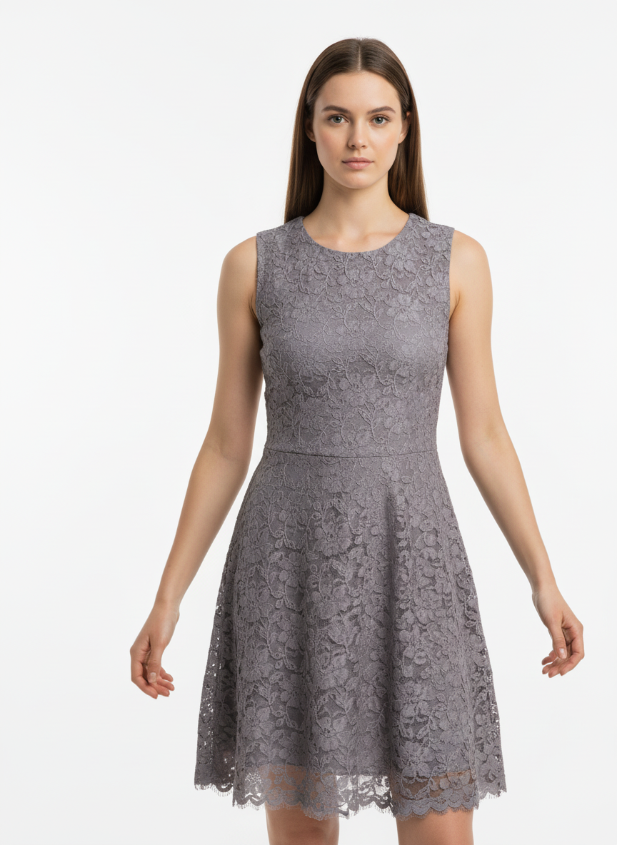 Lavender Lace Fit and Flare Dress
