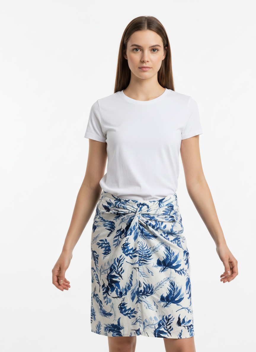 Coastal Blue Toile Mini Skirt