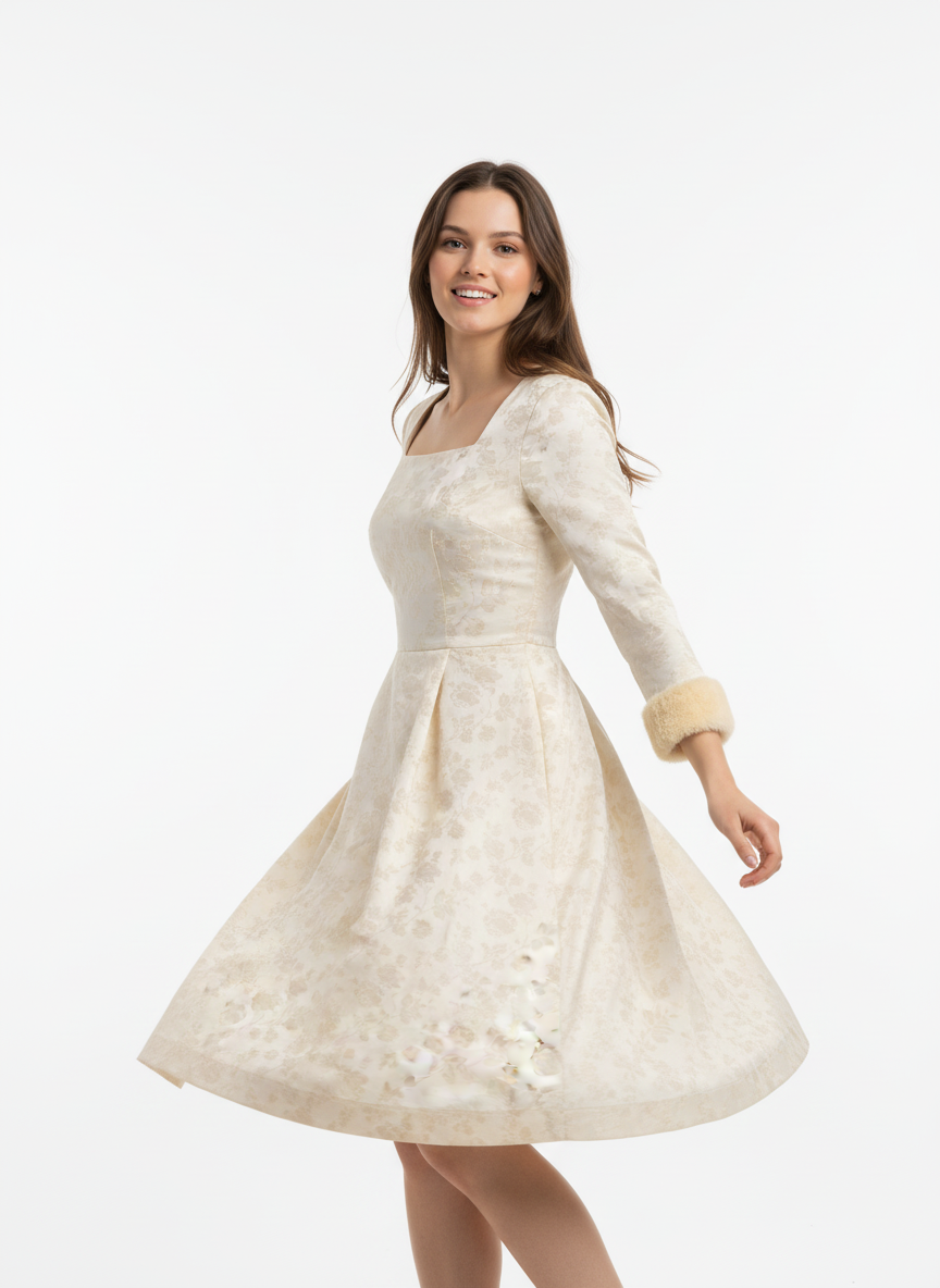 Vintage Cream Floral Romance Dress