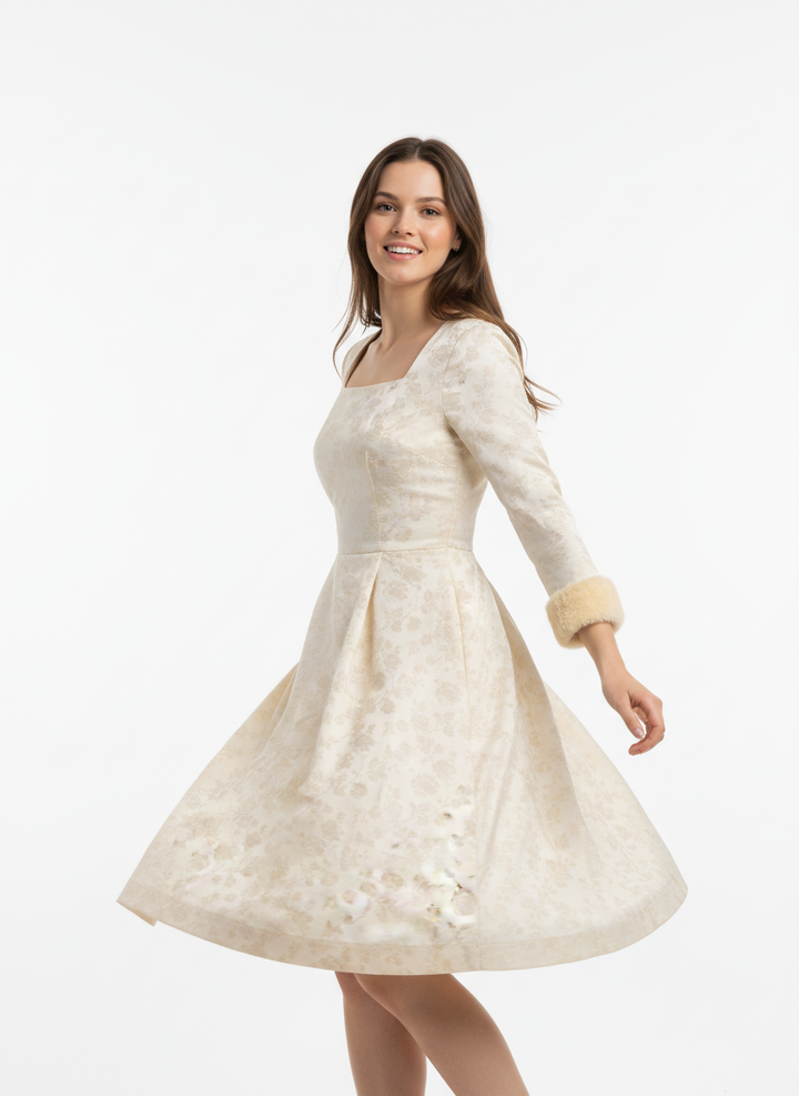 Vintage Cream Floral Romance Dress